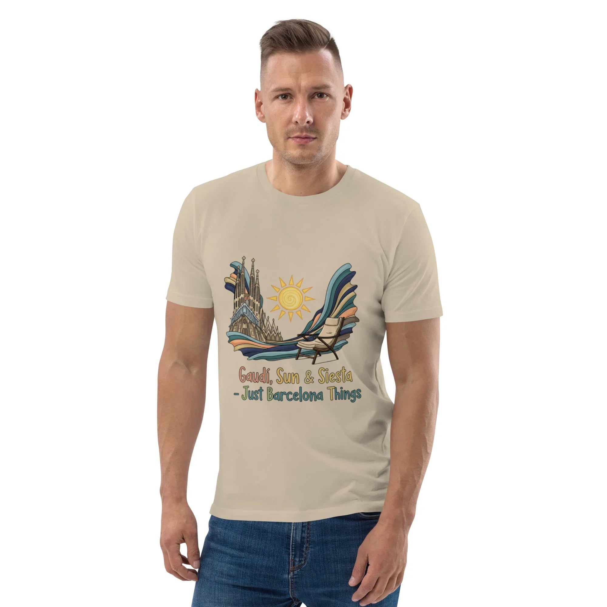 BARCELONA - GAUDI, SUN & SIESTA unisex t-shirt - Printoo Shop - - City t-shirts, t-shirt, unisex, Unisex Organic Cotton T-Shirt | Stanley/Stella STTU169