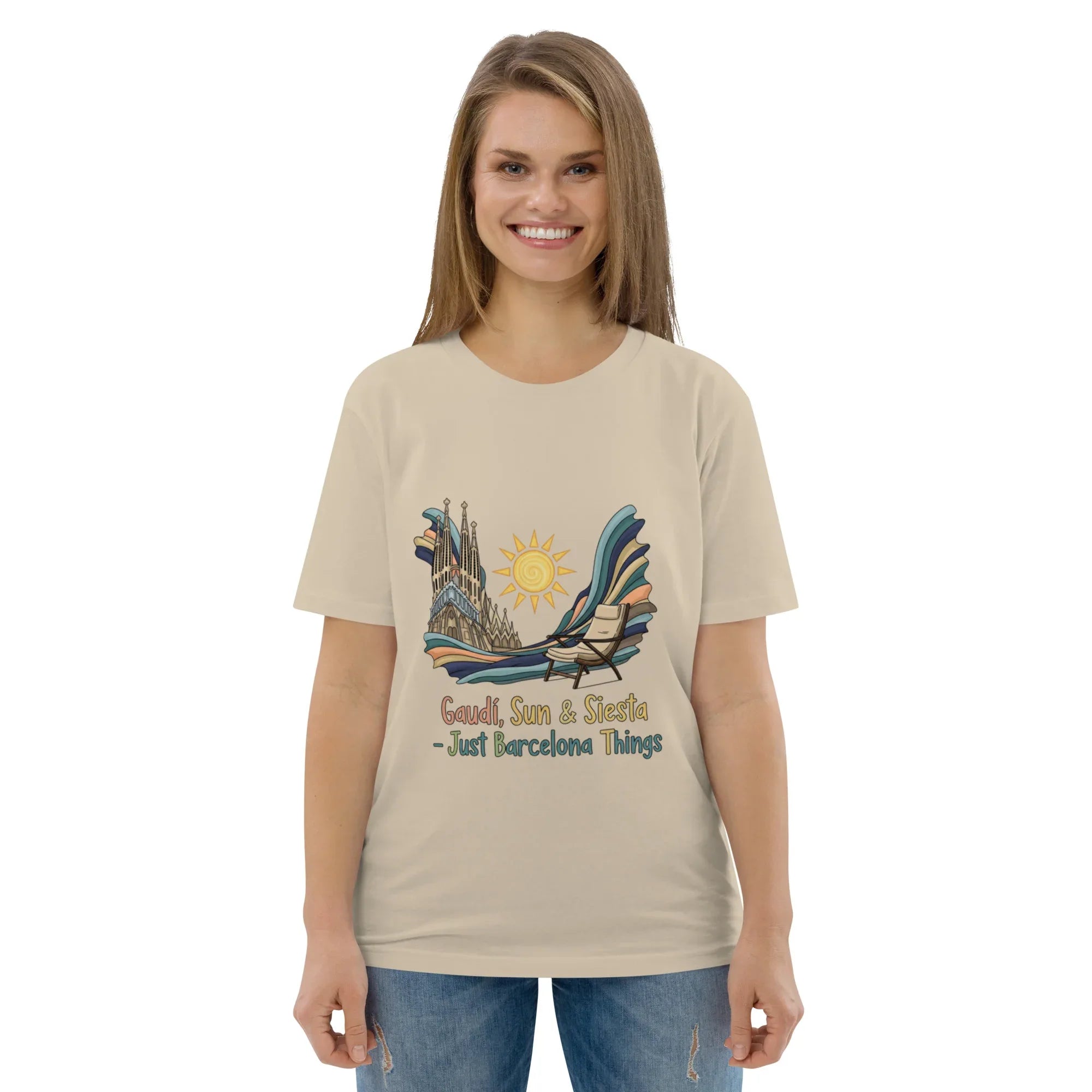 BARCELONA - GAUDI, SUN & SIESTA unisex t-shirt - Printoo Shop - - City t-shirts, t-shirt, unisex, Unisex Organic Cotton T-Shirt | Stanley/Stella STTU169