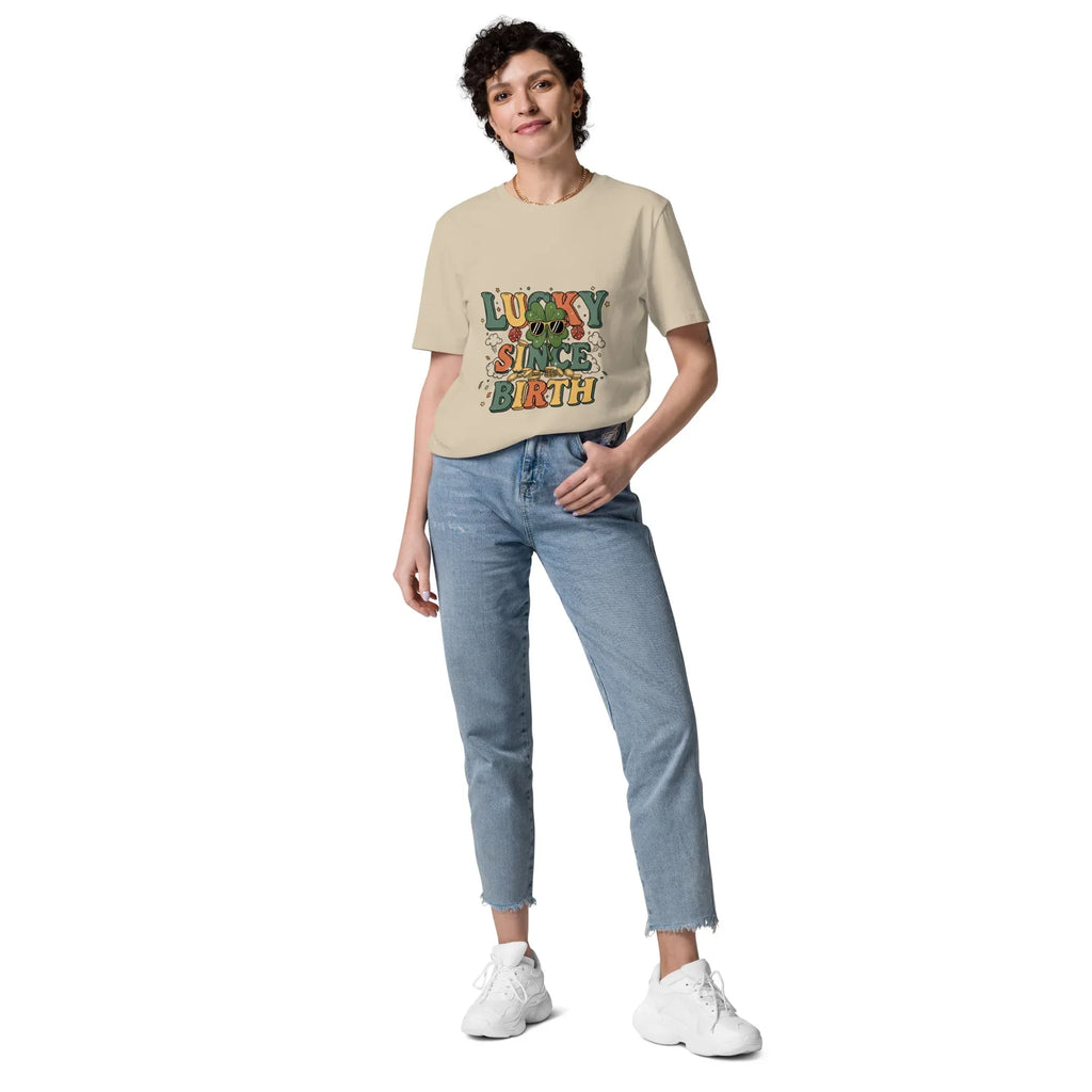 LUCKY SINCE BIRTH unisex t-shirt - Printoo Shop - - t-shirt, unisex, Unisex Organic Cotton T-Shirt | Stanley/Stella STTU169
