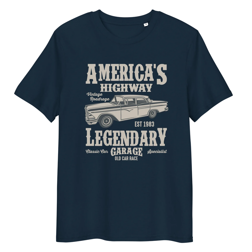 AMERICA'S HIGHWAY unisex t-shirt - Printoo Shop - - cars, t-shirt, unisex, Unisex Organic Cotton T-Shirt | Stanley/Stella STTU169