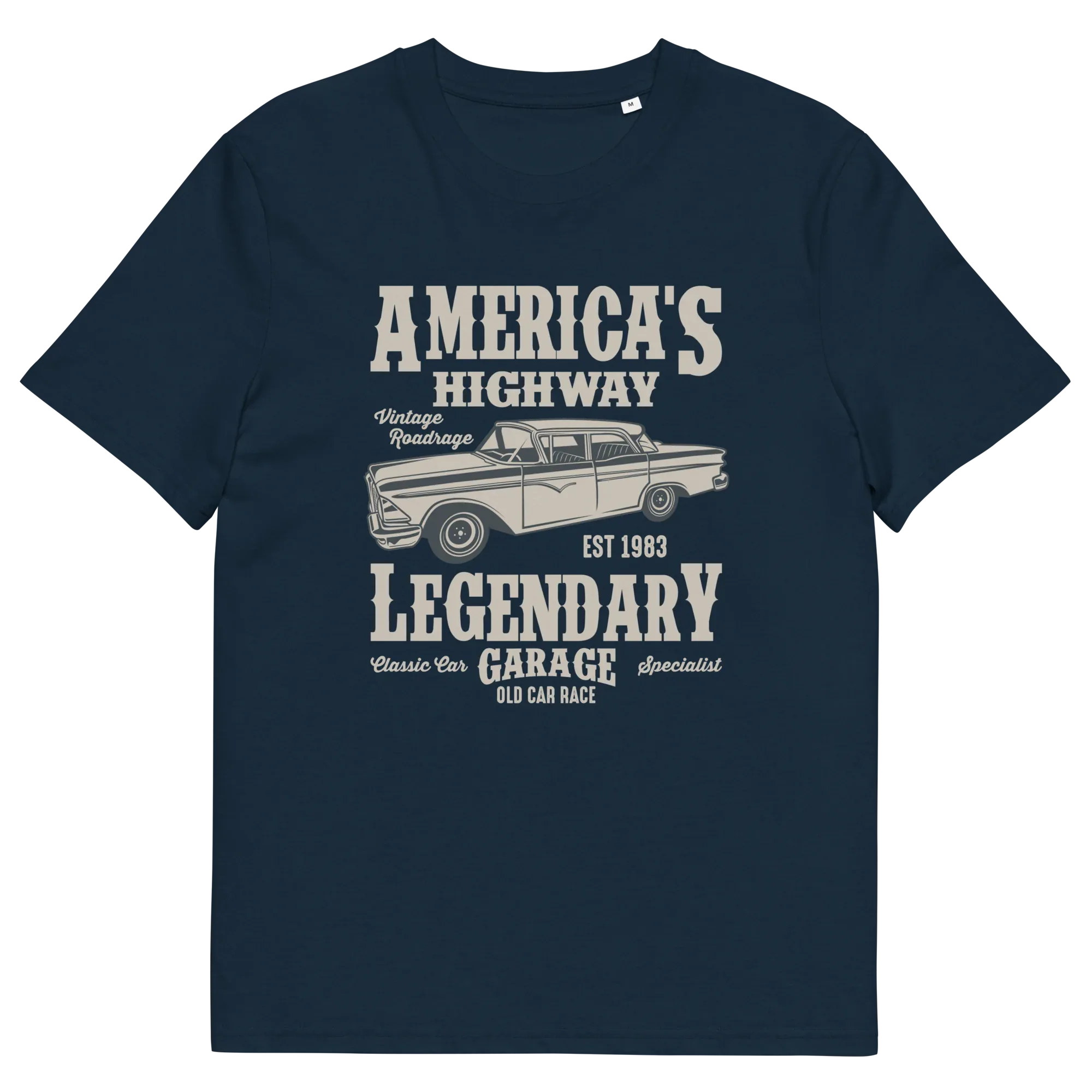 AMERICA'S HIGHWAY unisex t-shirt - Printoo Shop - - cars, t-shirt, unisex, Unisex Organic Cotton T-Shirt | Stanley/Stella STTU169