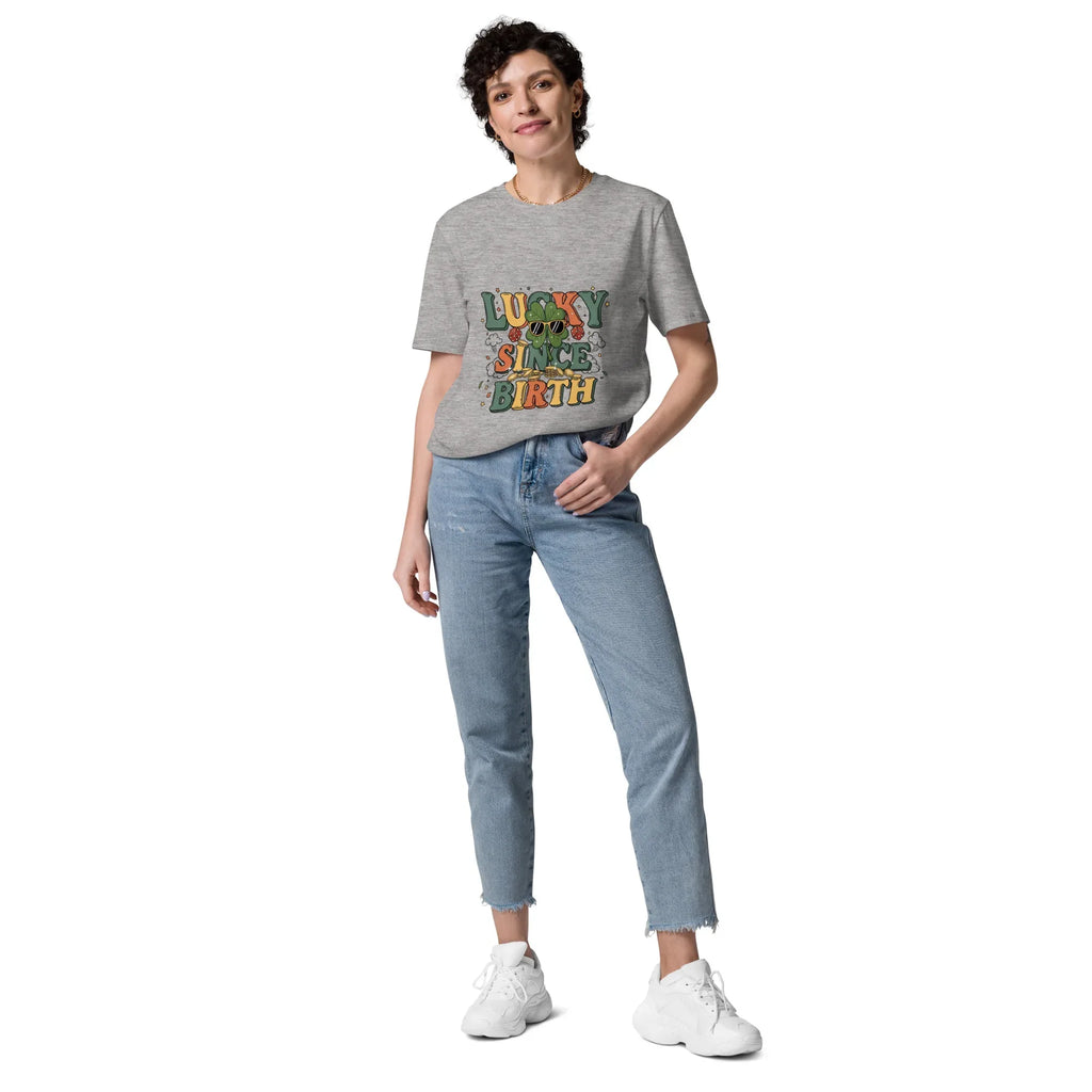 LUCKY SINCE BIRTH unisex t-shirt - Printoo Shop - - t-shirt, unisex, Unisex Organic Cotton T-Shirt | Stanley/Stella STTU169