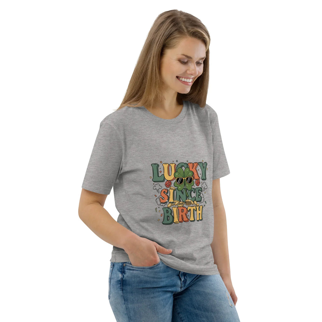 LUCKY SINCE BIRTH unisex t-shirt - Printoo Shop - - t-shirt, unisex, Unisex Organic Cotton T-Shirt | Stanley/Stella STTU169