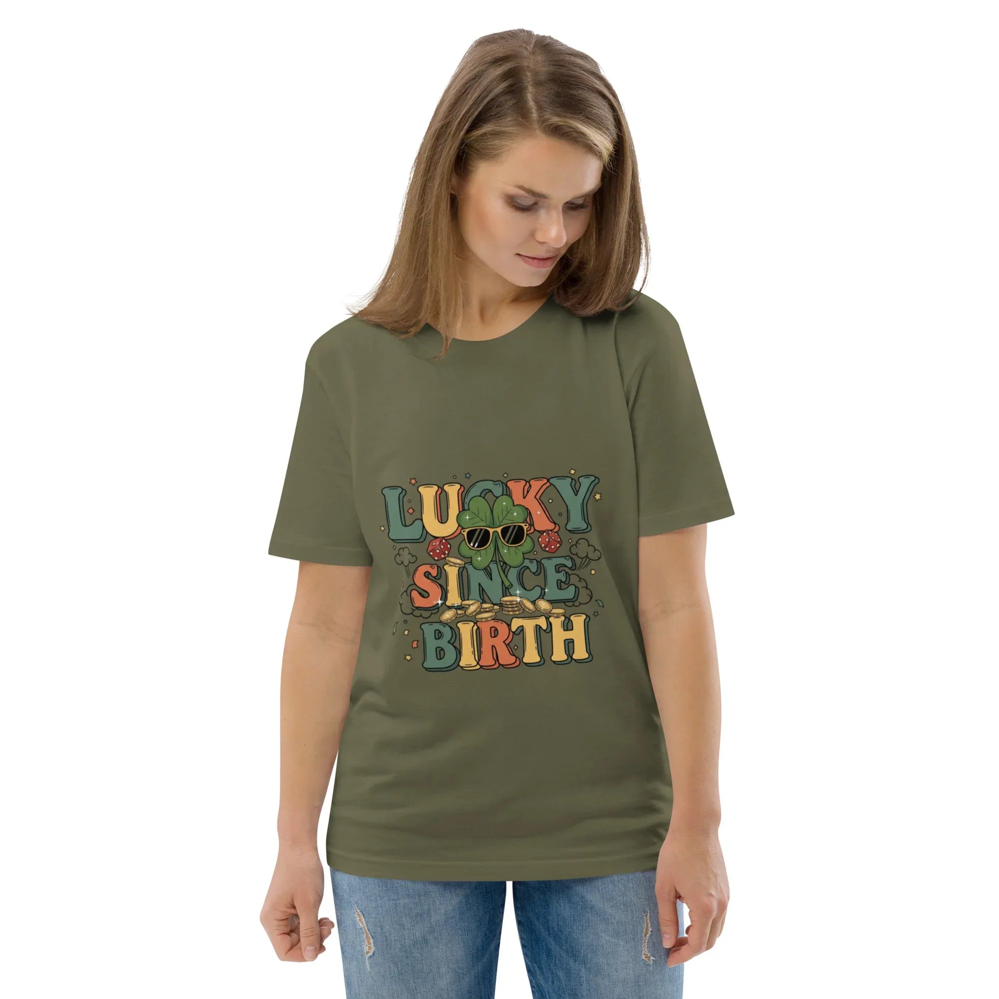 LUCKY SINCE BIRTH unisex t-shirt - Printoo Shop - - t-shirt, unisex, Unisex Organic Cotton T-Shirt | Stanley/Stella STTU169
