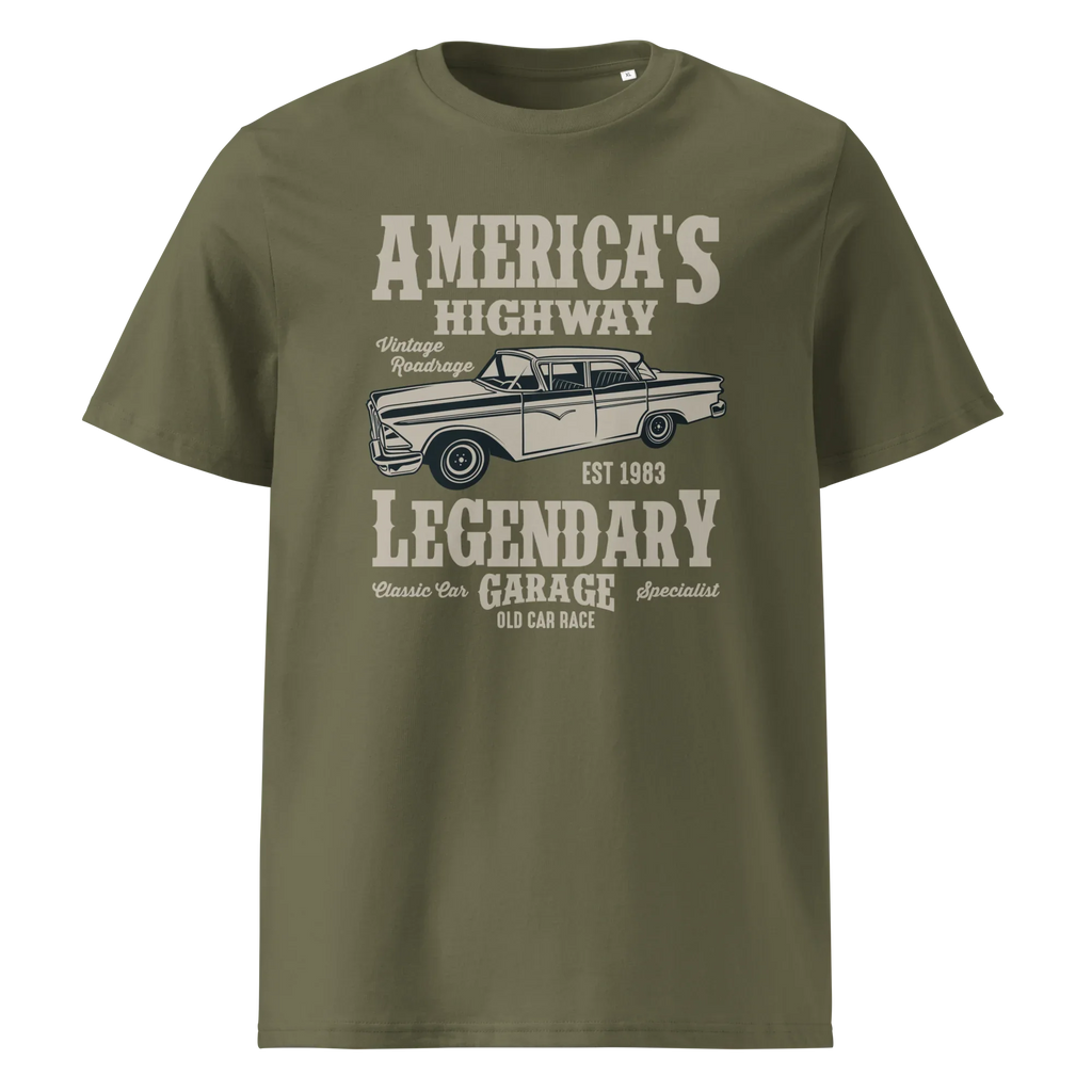 AMERICA'S HIGHWAY unisex t-shirt - Printoo Shop - - cars, t-shirt, unisex, Unisex Organic Cotton T-Shirt | Stanley/Stella STTU169
