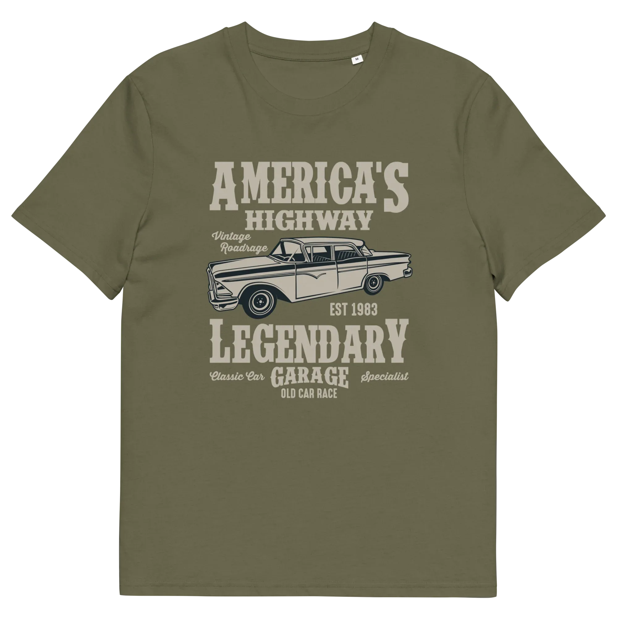 AMERICA'S HIGHWAY unisex t-shirt - Printoo Shop - - cars, t-shirt, unisex, Unisex Organic Cotton T-Shirt | Stanley/Stella STTU169