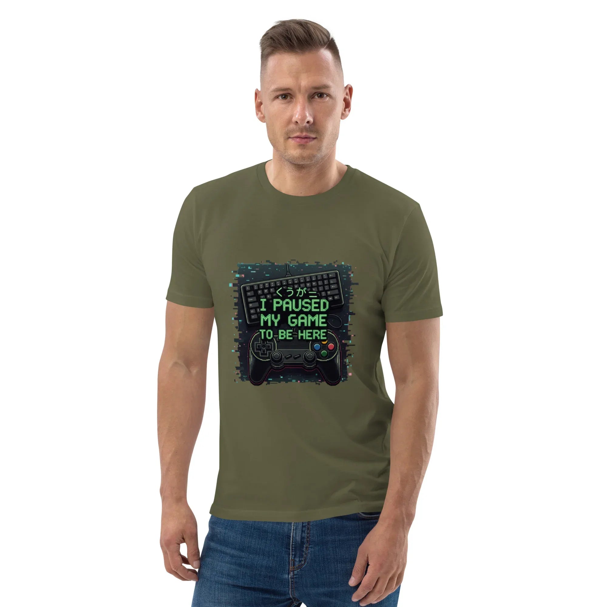 I PAUSED MY GAME TO BE HERE unisex t-shirt - Printoo Shop - - gaming, t-shirt, unisex, Unisex Organic Cotton T-Shirt | Stanley/Stella STTU169