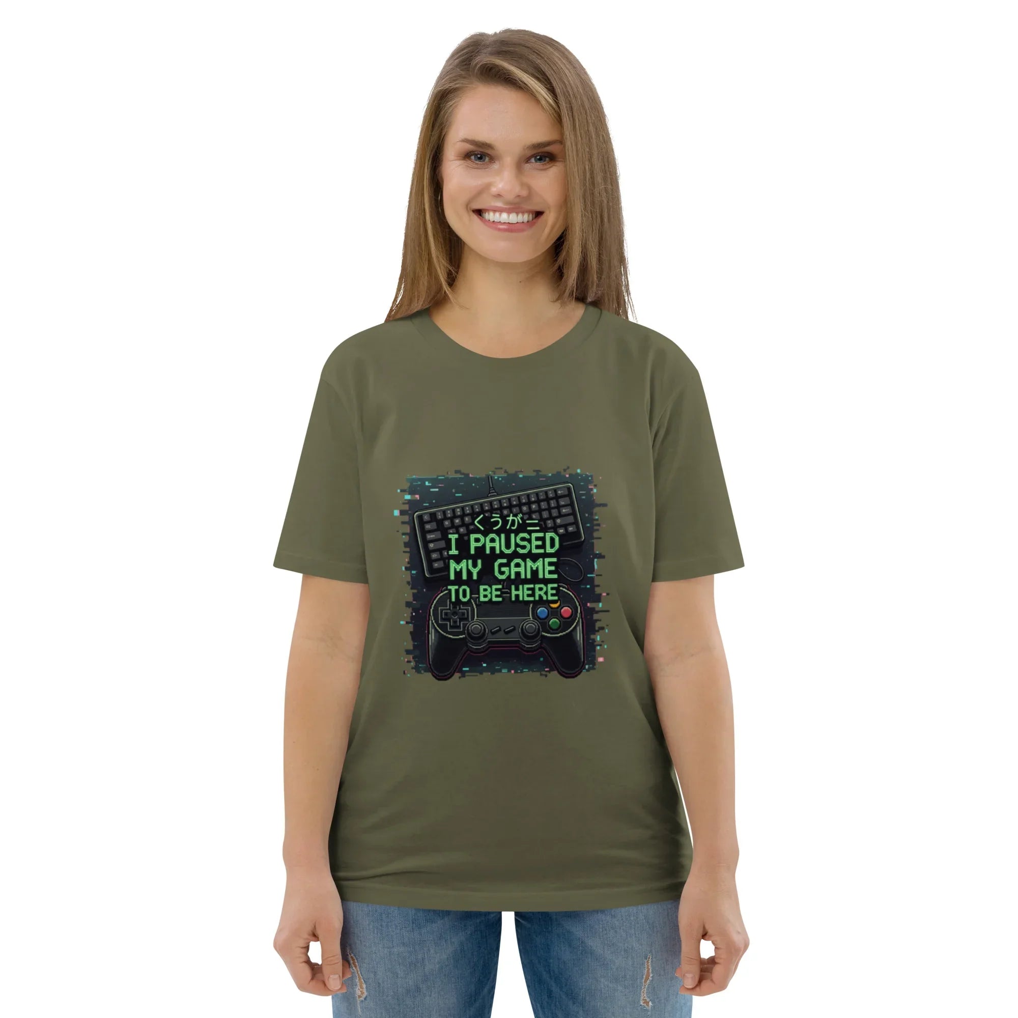 I PAUSED MY GAME TO BE HERE unisex t-shirt - Printoo Shop - - gaming, t-shirt, unisex, Unisex Organic Cotton T-Shirt | Stanley/Stella STTU169