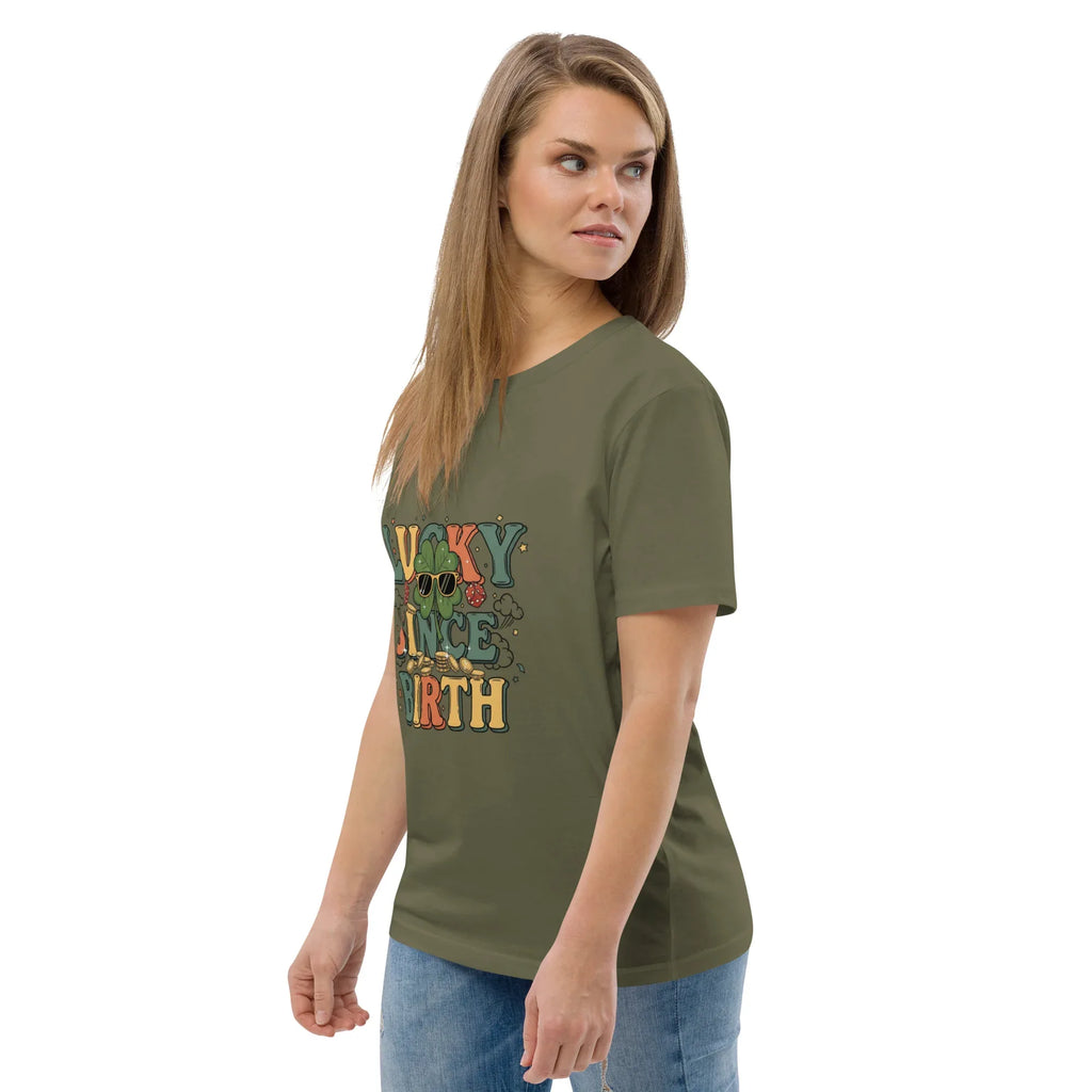 LUCKY SINCE BIRTH unisex t-shirt - Printoo Shop - - t-shirt, unisex, Unisex Organic Cotton T-Shirt | Stanley/Stella STTU169