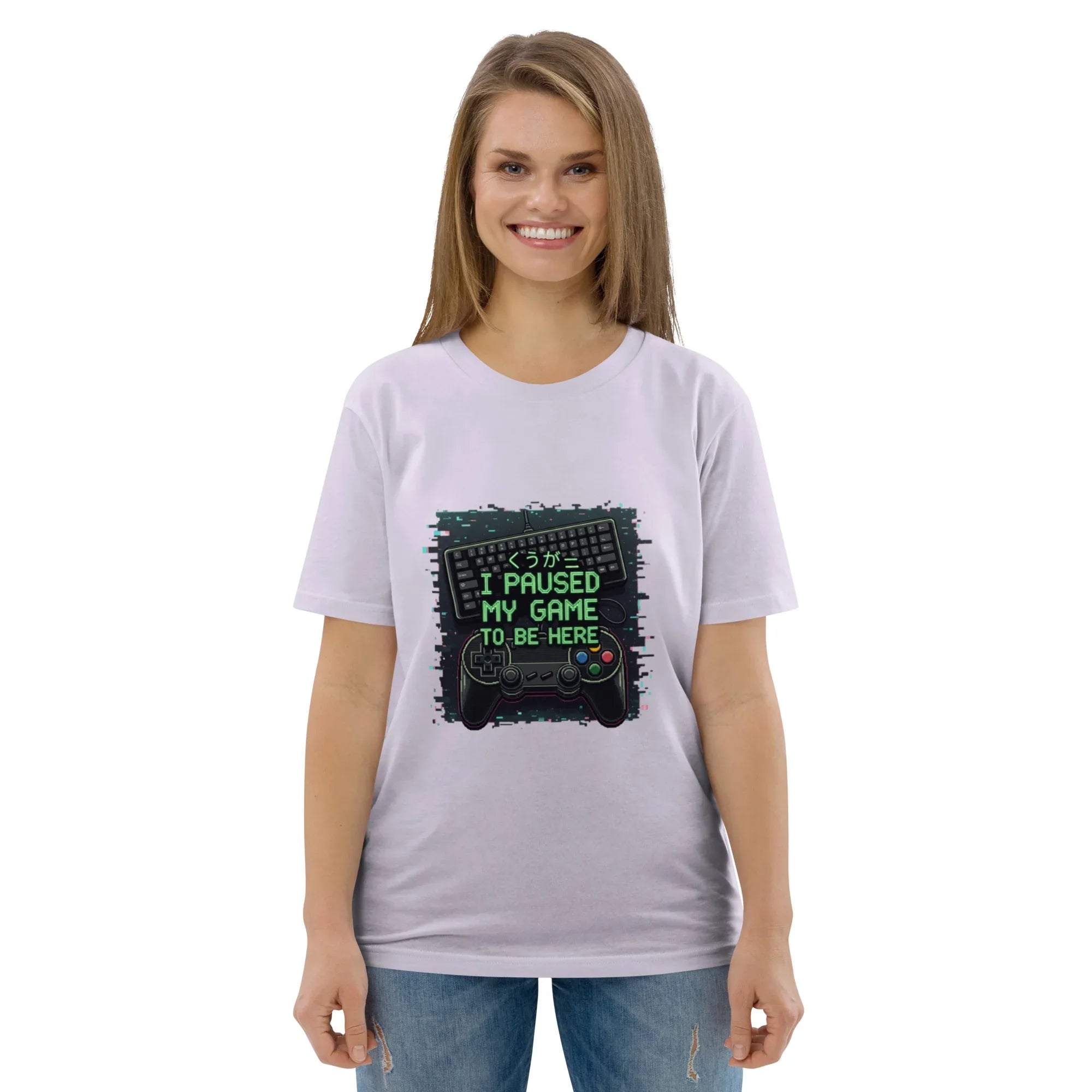 I PAUSED MY GAME TO BE HERE unisex t-shirt - Printoo Shop - - gaming, t-shirt, unisex, Unisex Organic Cotton T-Shirt | Stanley/Stella STTU169