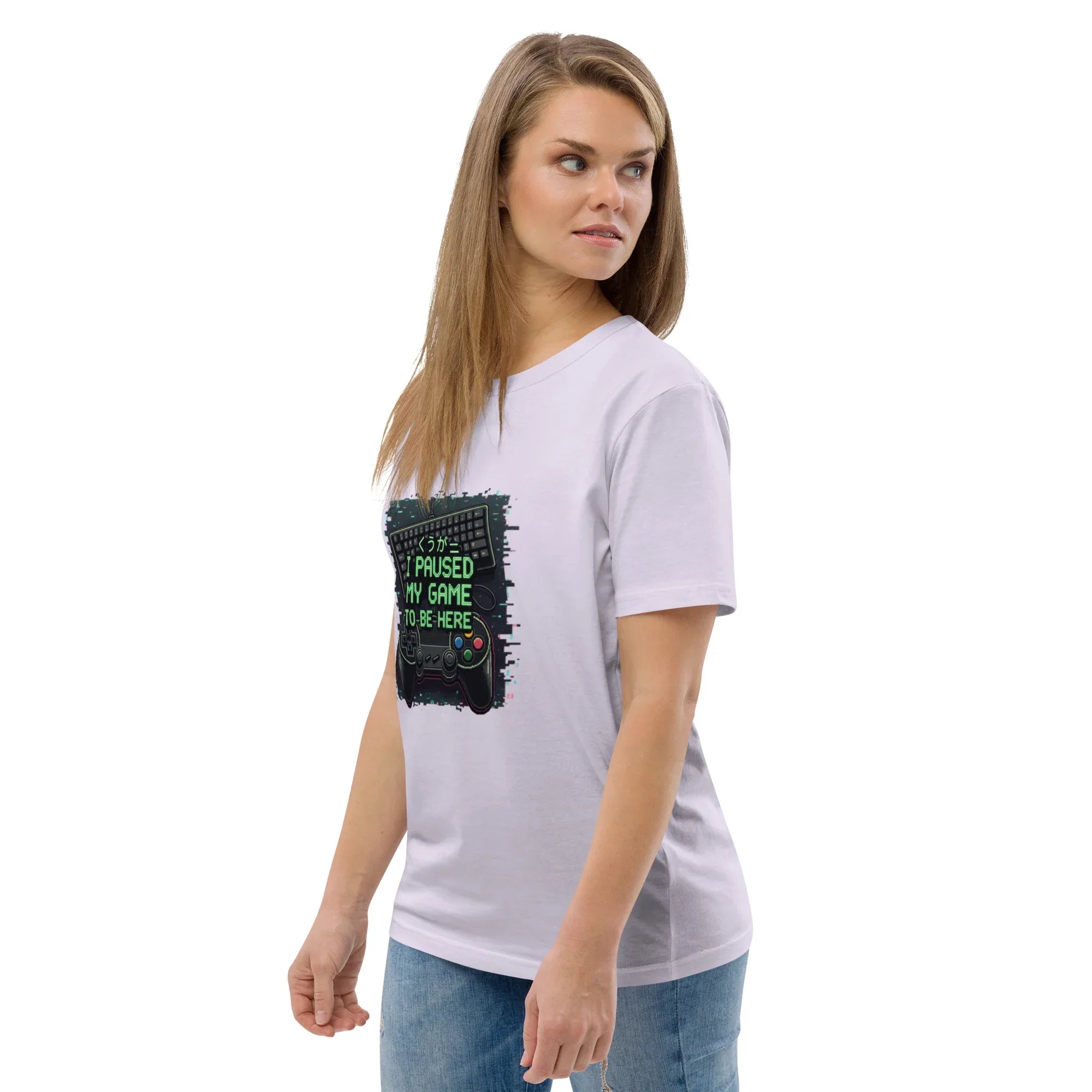 I PAUSED MY GAME TO BE HERE unisex t-shirt - Printoo Shop - - gaming, t-shirt, unisex, Unisex Organic Cotton T-Shirt | Stanley/Stella STTU169