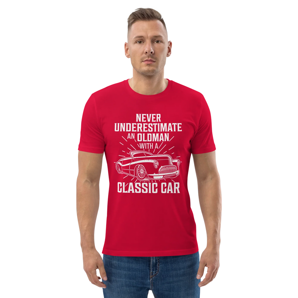 OLDMAN WITH A CLASSIC CAR unisex t-shirt - - - Printoo Shop