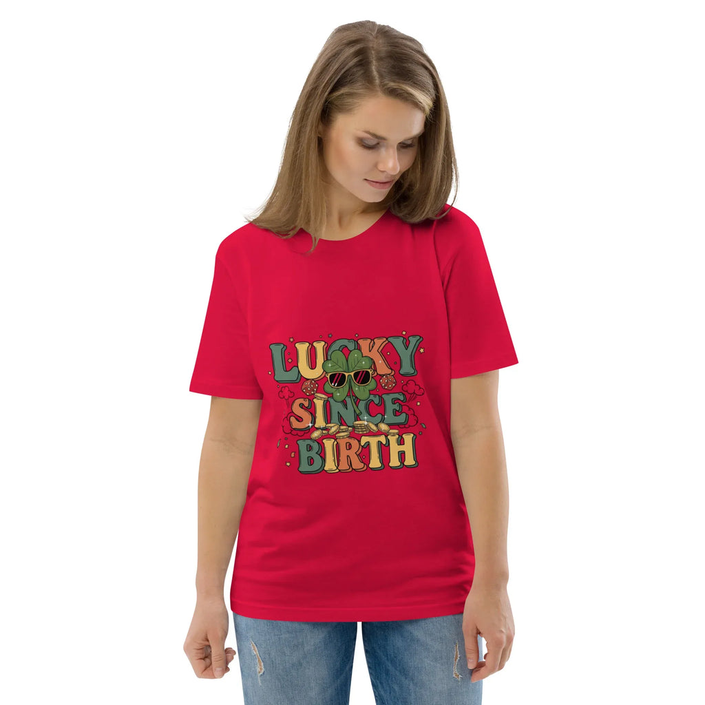 LUCKY SINCE BIRTH unisex t-shirt - Printoo Shop - - t-shirt, unisex, Unisex Organic Cotton T-Shirt | Stanley/Stella STTU169