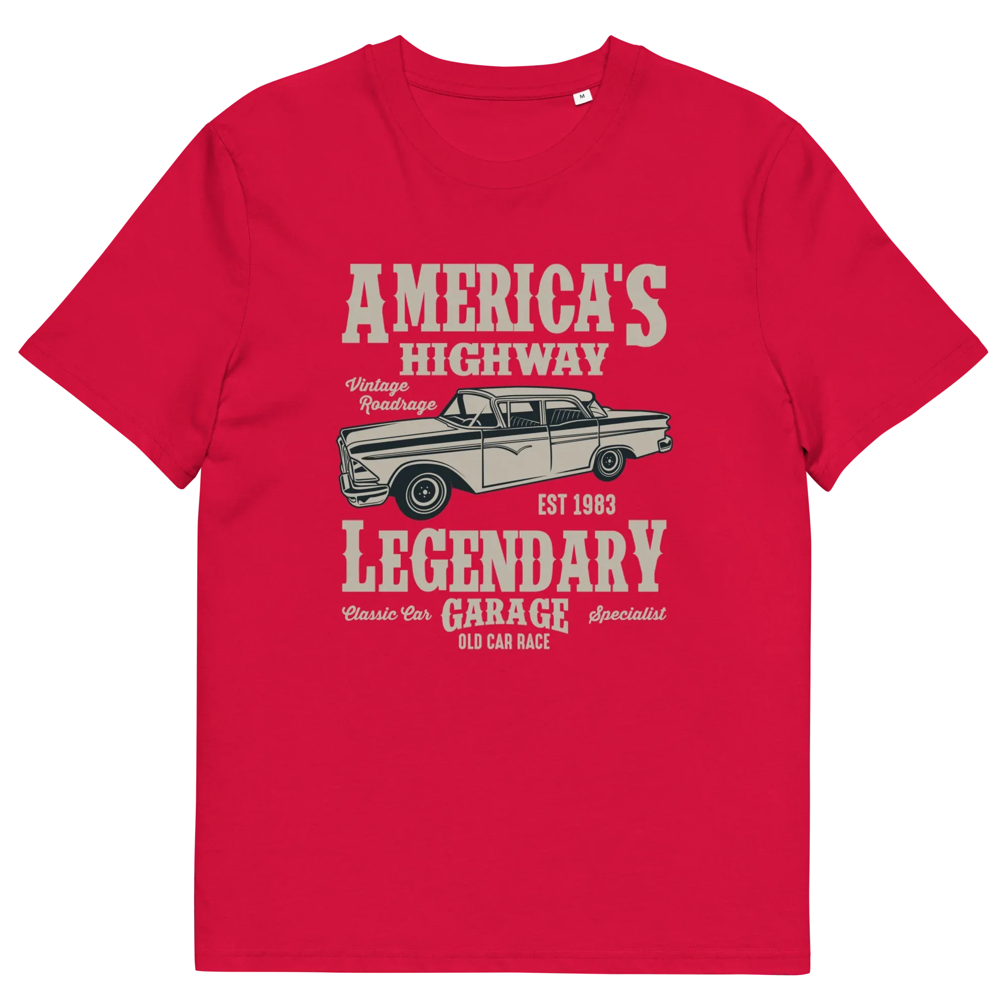 AMERICA'S HIGHWAY unisex t-shirt - Printoo Shop - - cars, t-shirt, unisex, Unisex Organic Cotton T-Shirt | Stanley/Stella STTU169