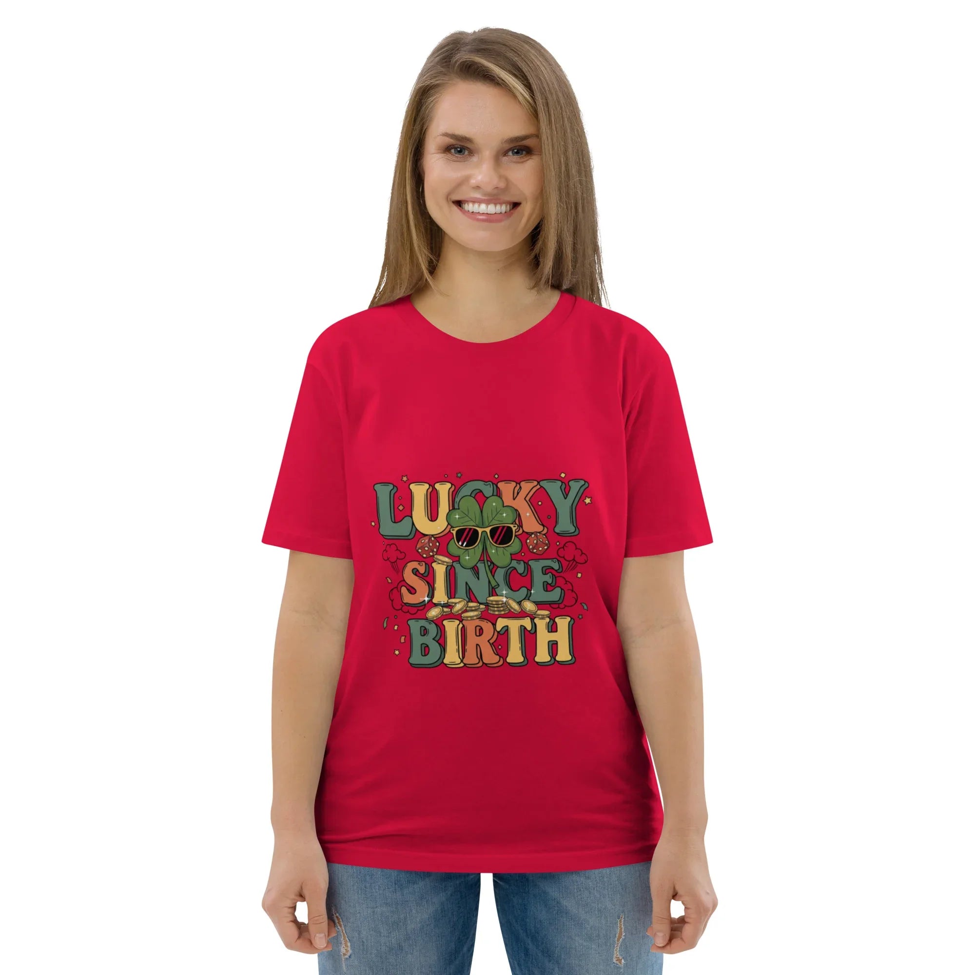 LUCKY SINCE BIRTH unisex t-shirt - Printoo Shop - - t-shirt, unisex, Unisex Organic Cotton T-Shirt | Stanley/Stella STTU169
