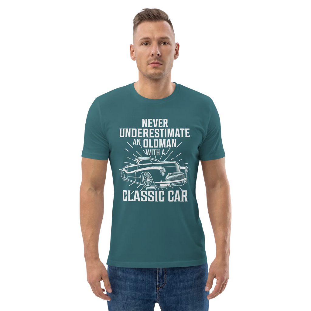 OLDMAN WITH A CLASSIC CAR unisex t-shirt - - - Printoo Shop