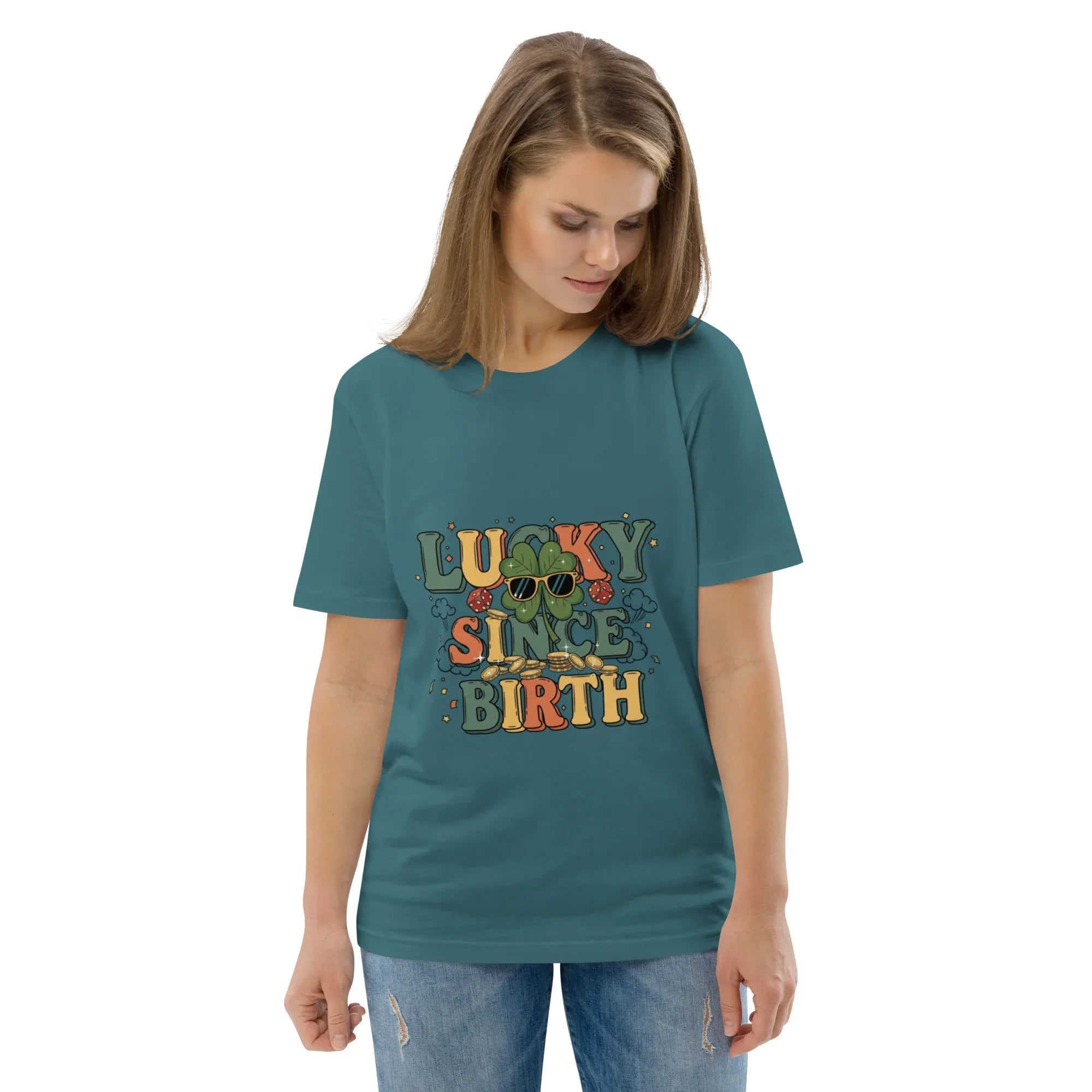 LUCKY SINCE BIRTH unisex t-shirt - Printoo Shop - - t-shirt, unisex, Unisex Organic Cotton T-Shirt | Stanley/Stella STTU169