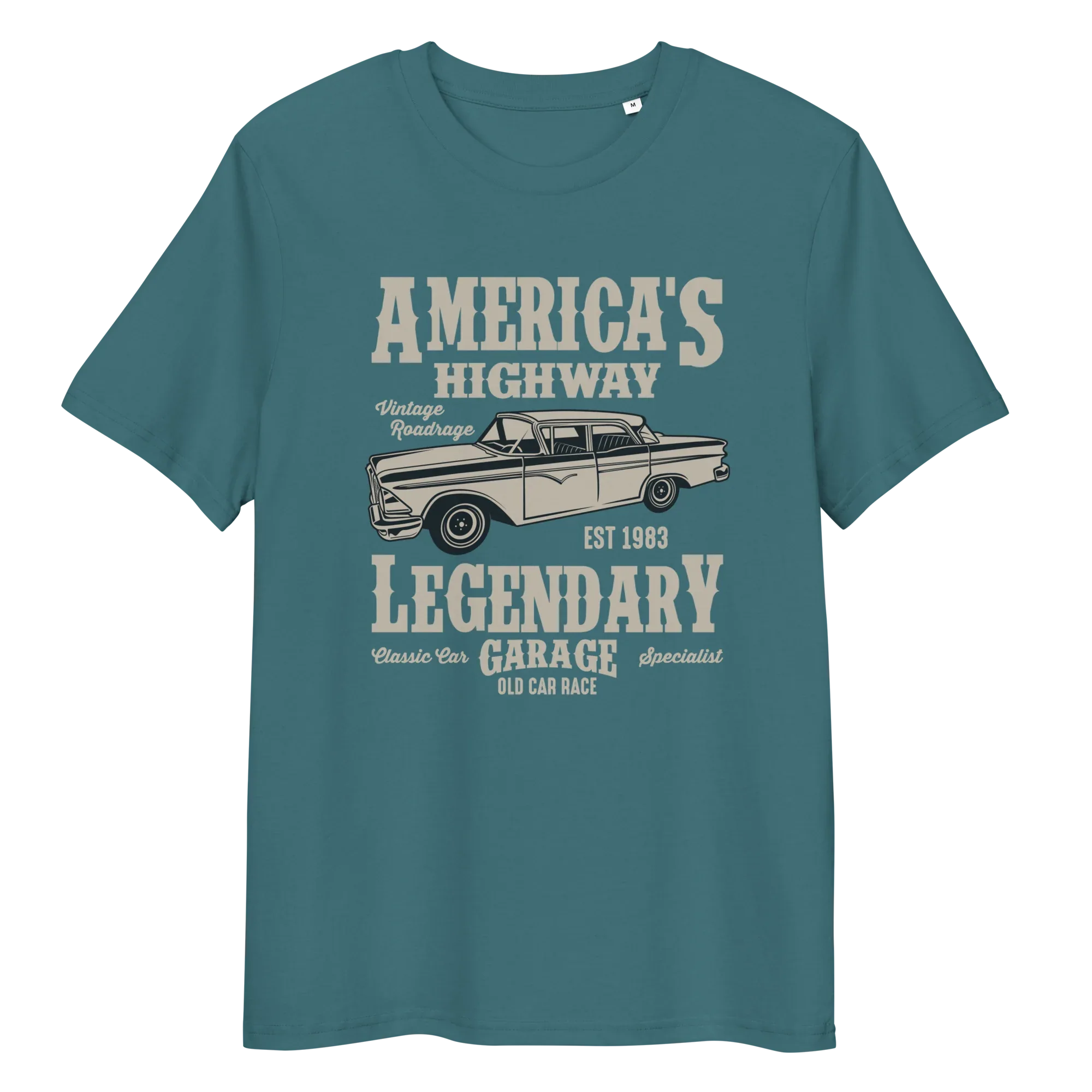 AMERICA'S HIGHWAY unisex t-shirt - Printoo Shop - - cars, t-shirt, unisex, Unisex Organic Cotton T-Shirt | Stanley/Stella STTU169