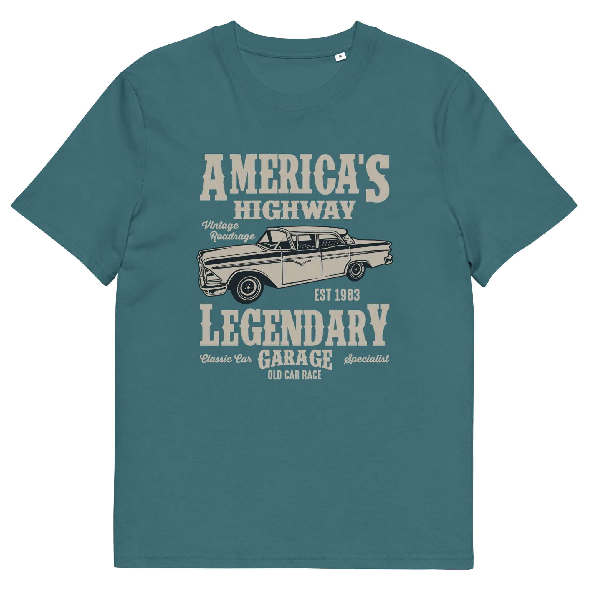 AMERICA'S HIGHWAY unisex t-shirt - Printoo Shop - - cars, t-shirt, unisex, Unisex Organic Cotton T-Shirt | Stanley/Stella STTU169