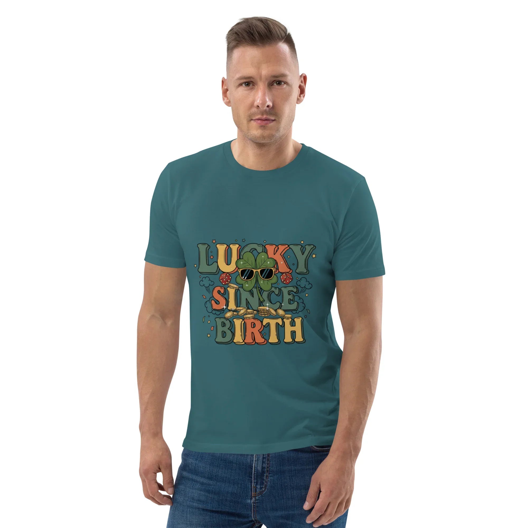 LUCKY SINCE BIRTH unisex t-shirt - Printoo Shop - - t-shirt, unisex, Unisex Organic Cotton T-Shirt | Stanley/Stella STTU169