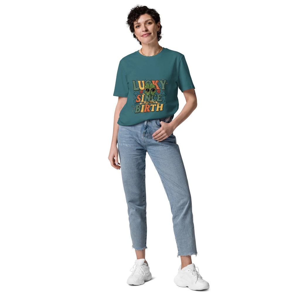 LUCKY SINCE BIRTH unisex t-shirt - Printoo Shop - - t-shirt, unisex, Unisex Organic Cotton T-Shirt | Stanley/Stella STTU169