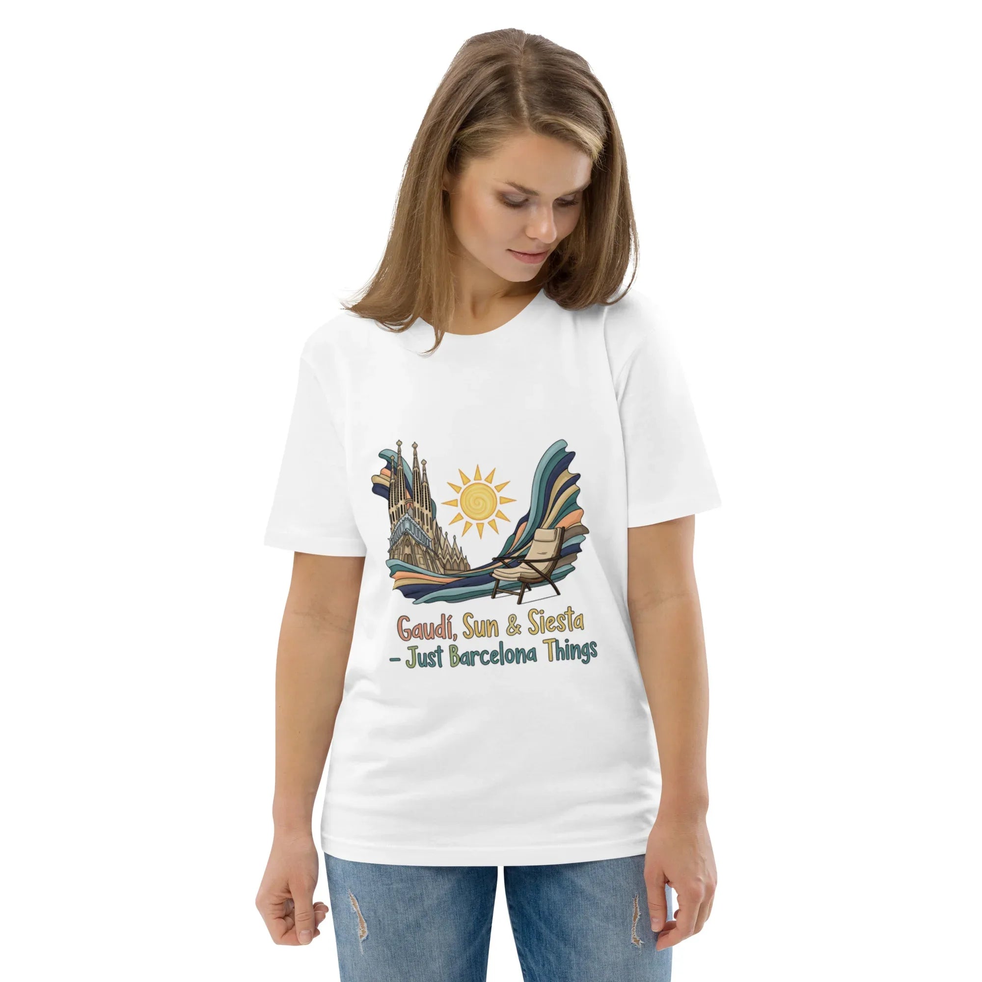 BARCELONA - GAUDI, SUN & SIESTA unisex t-shirt - Printoo Shop - - City t-shirts, t-shirt, unisex, Unisex Organic Cotton T-Shirt | Stanley/Stella STTU169