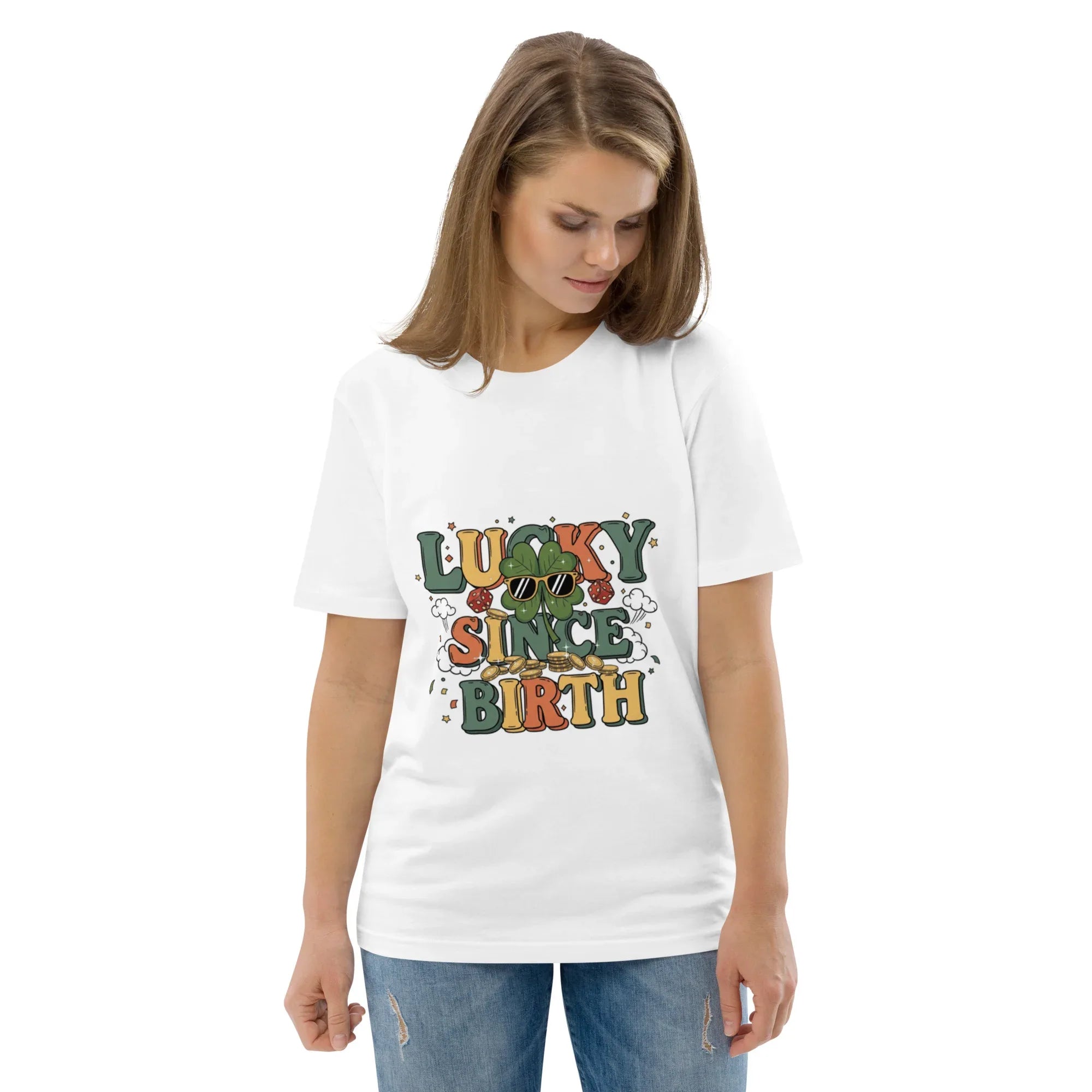 LUCKY SINCE BIRTH unisex t-shirt - Printoo Shop - - t-shirt, unisex, Unisex Organic Cotton T-Shirt | Stanley/Stella STTU169