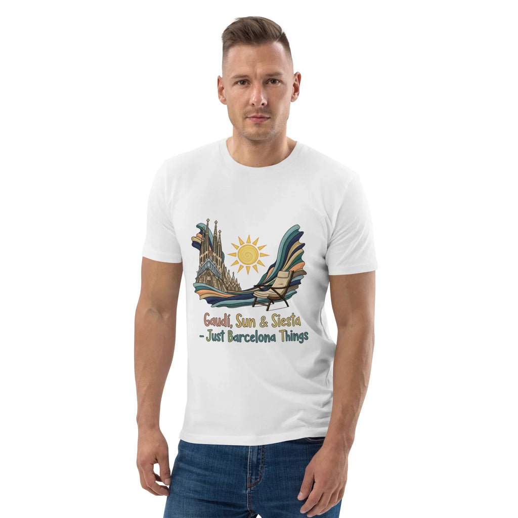 BARCELONA - GAUDI, SUN & SIESTA unisex t-shirt - Printoo Shop - - City t-shirts, t-shirt, unisex, Unisex Organic Cotton T-Shirt | Stanley/Stella STTU169