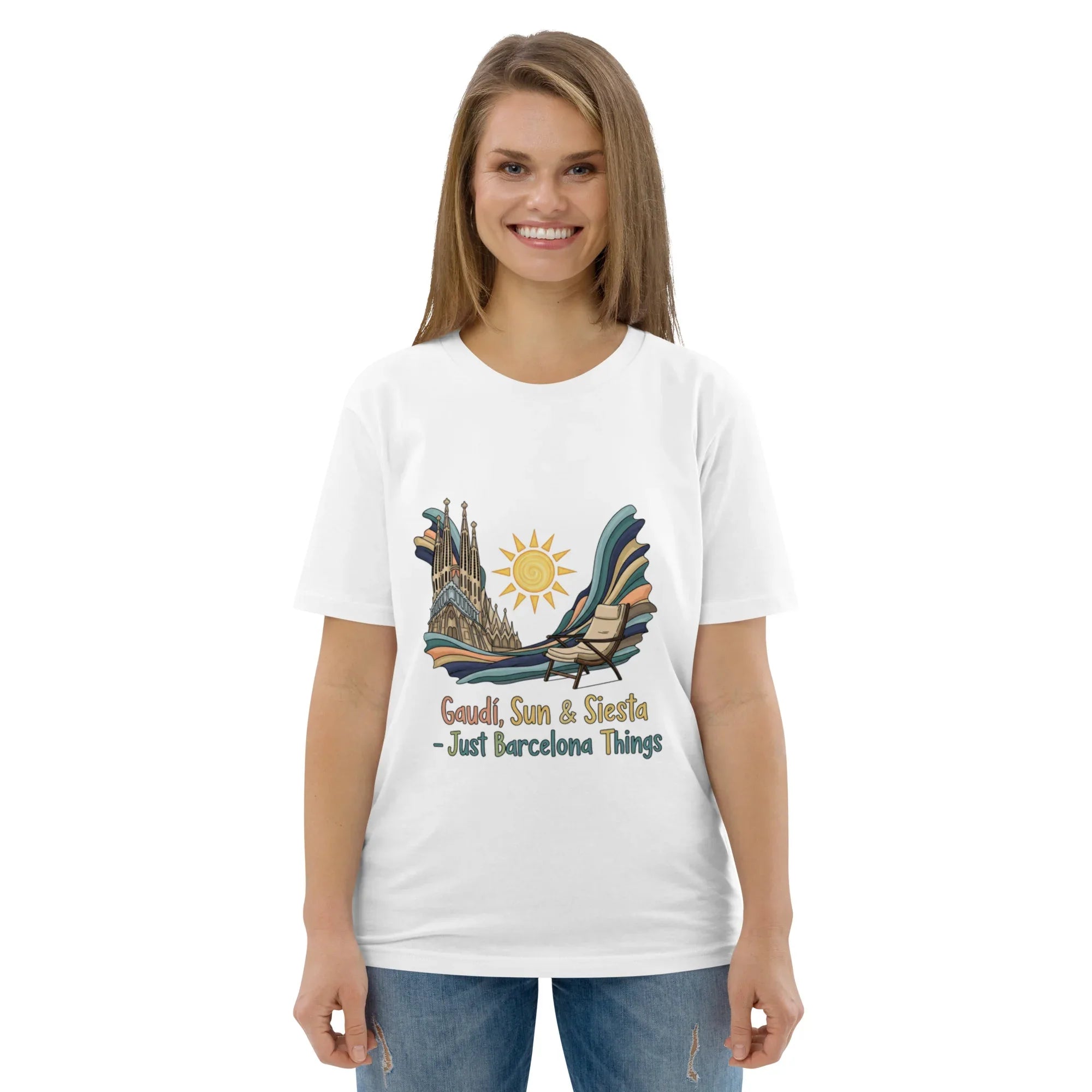 BARCELONA - GAUDI, SUN & SIESTA unisex t-shirt - Printoo Shop - - City t-shirts, t-shirt, unisex, Unisex Organic Cotton T-Shirt | Stanley/Stella STTU169