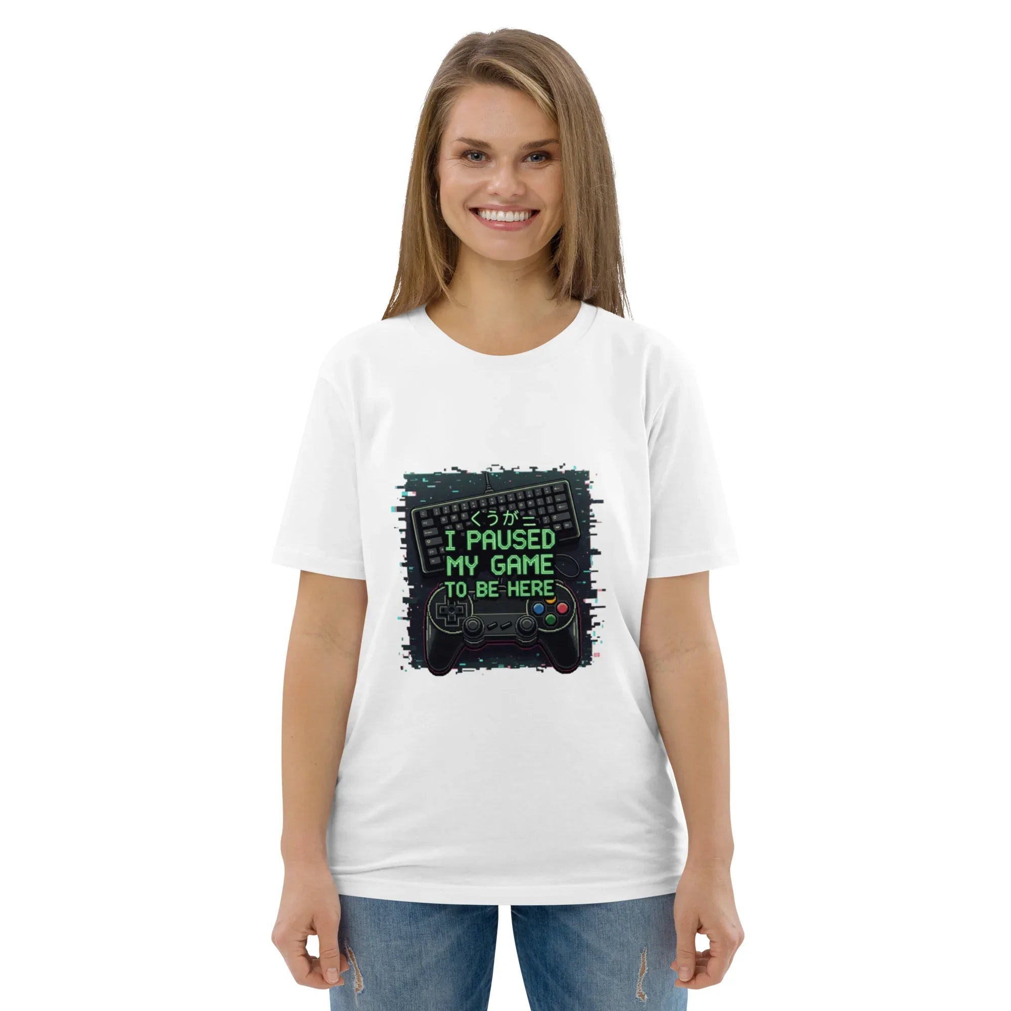 I PAUSED MY GAME TO BE HERE unisex t-shirt - Printoo Shop - - gaming, t-shirt, unisex, Unisex Organic Cotton T-Shirt | Stanley/Stella STTU169