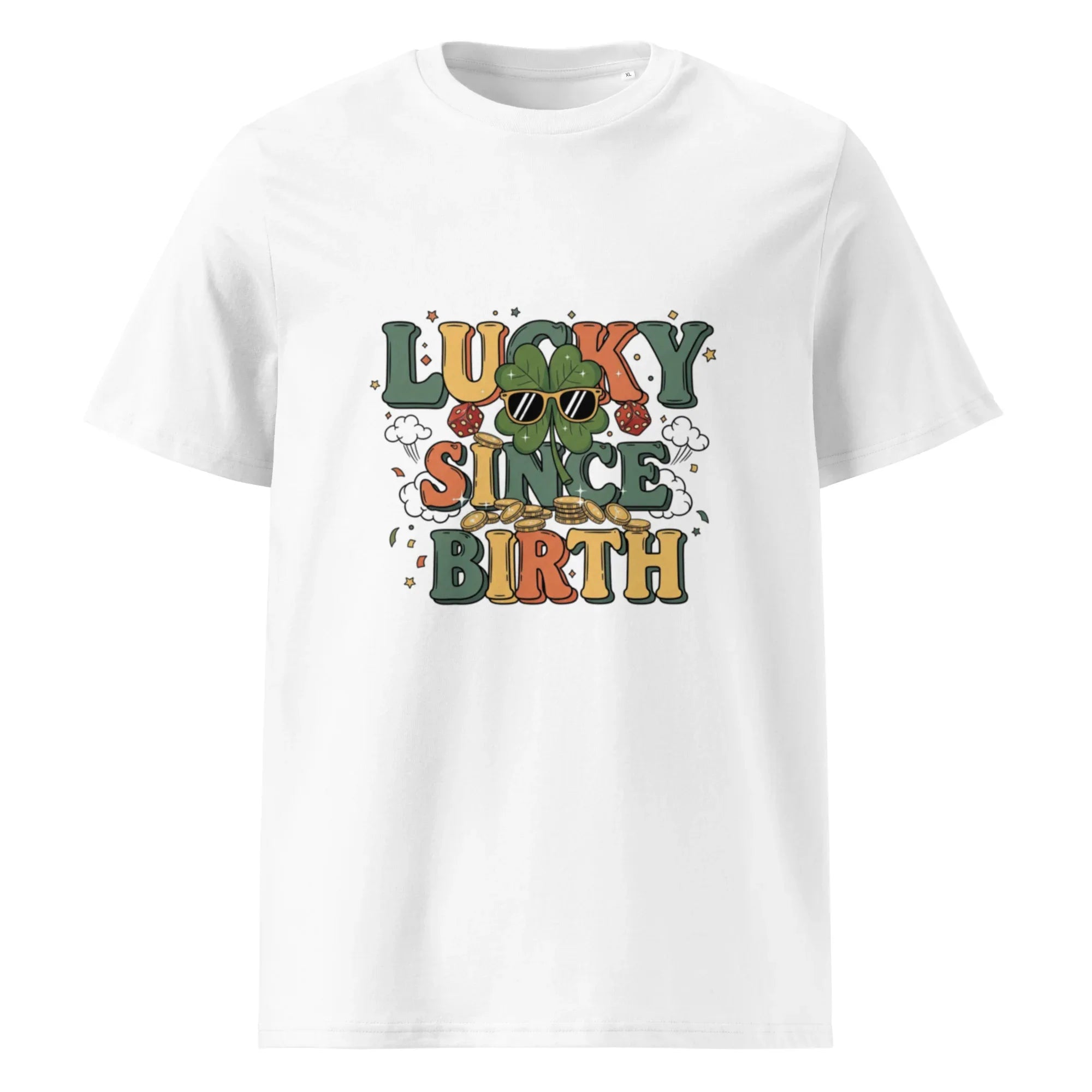 LUCKY SINCE BIRTH unisex t-shirt - Printoo Shop - - t-shirt, unisex, Unisex Organic Cotton T-Shirt | Stanley/Stella STTU169