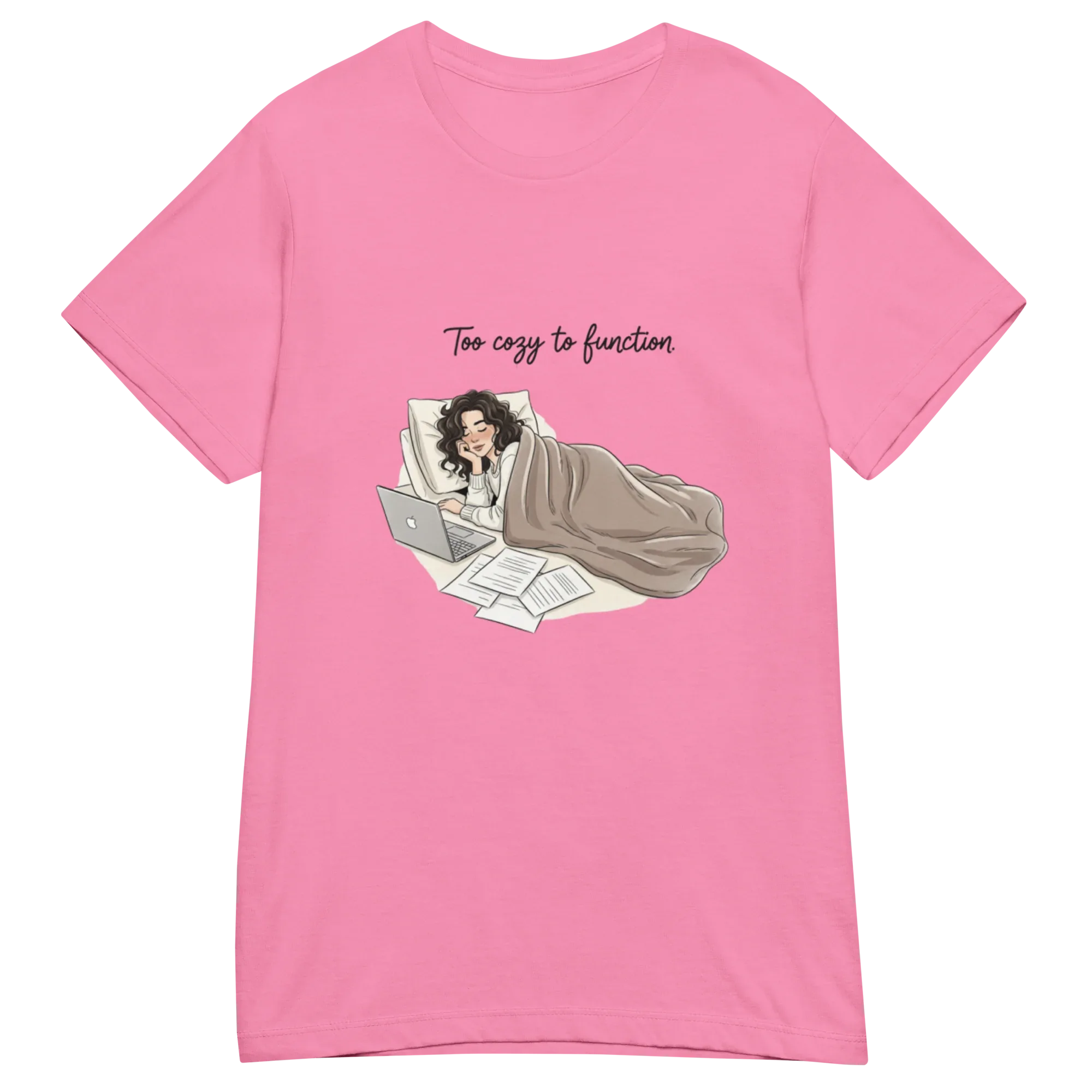 TOO COZY TO FUNCTION women's t-shirt - Heliconia / S - Printoo Shop - 4502510_22177