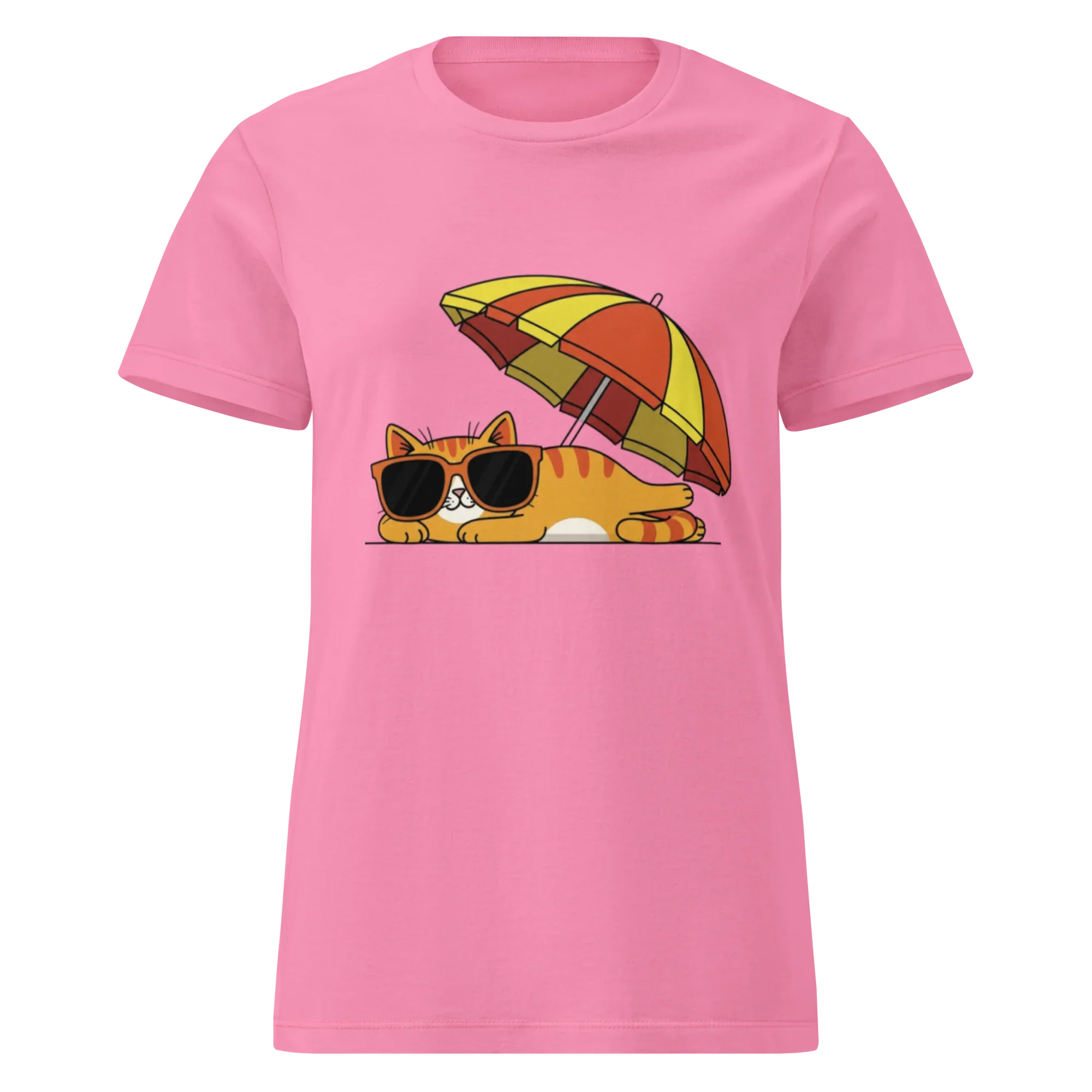 FUNNY SUMMER CAT women's t-shirt - Azalea / S - Printoo Shop - 9640641_22174