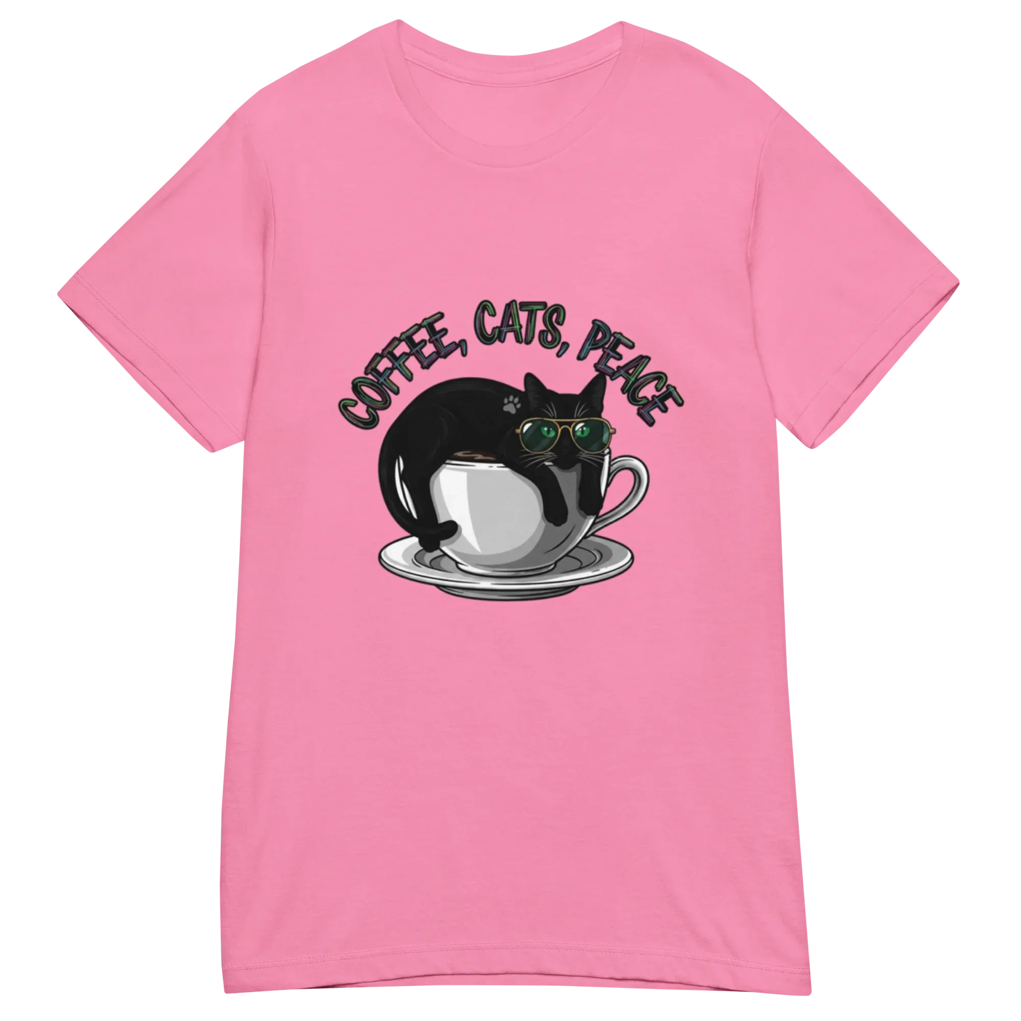 COFFEE CATS PEACE women’s t-shirt - Printoo Shop - - Cats t-shirt, t-shirt, unisex, Women's Basic Softstyle T-Shirt | Gildan 64000L