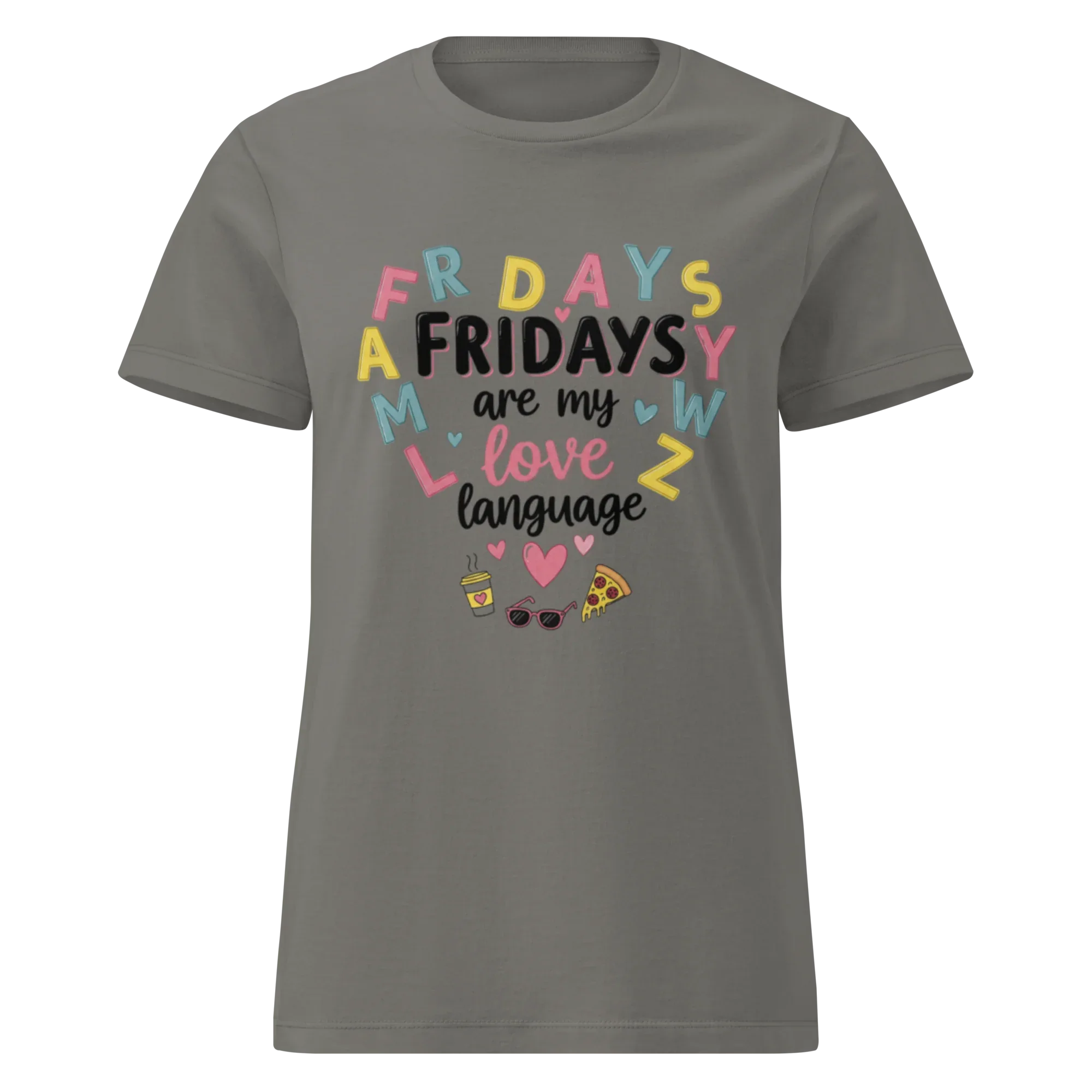 FRIDAYS ARE MY LOVE LANGUAGE women's t-shirt - Charcoal / S - Printoo Shop - 7806460_22176