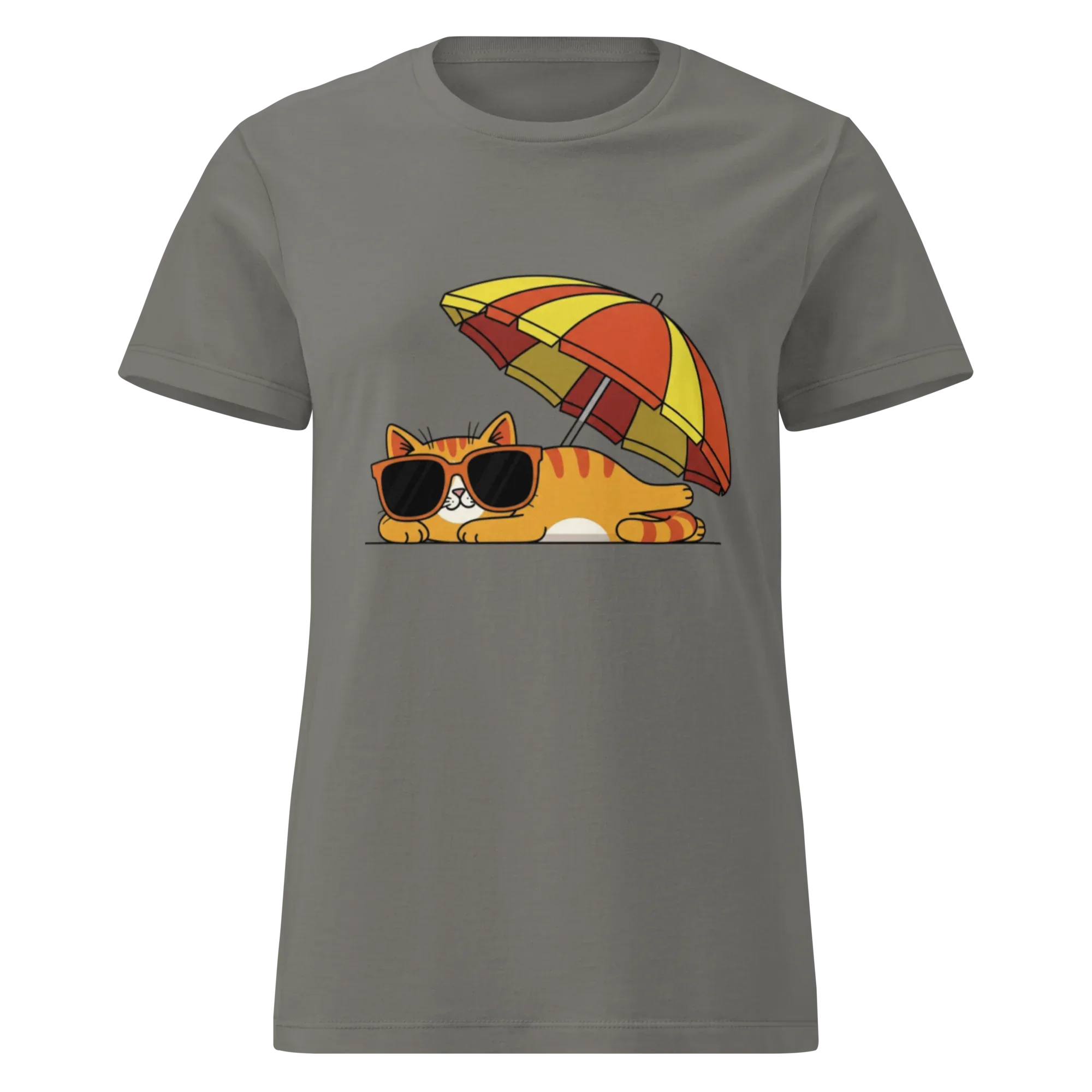 FUNNY SUMMER CAT women's t-shirt - Charcoal / S - Printoo Shop - 9640641_22176