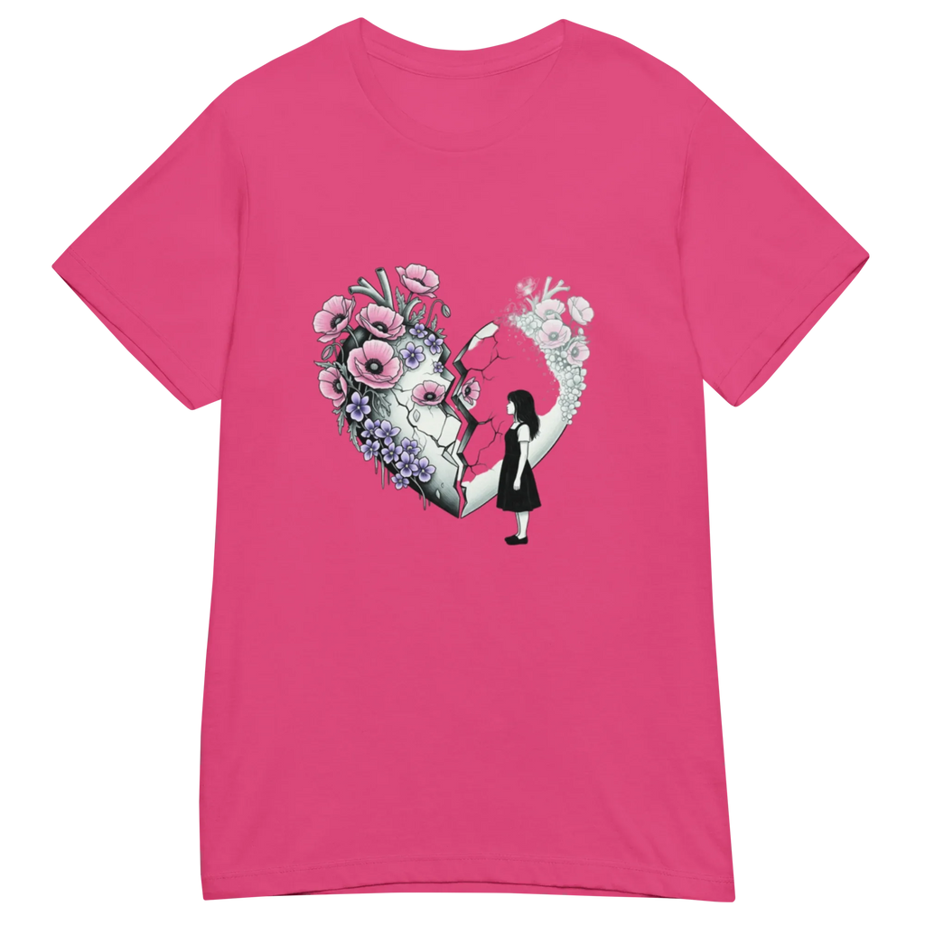 FLOWER HEART GIRL women’s t-shirt - Black / S - Printoo Shop - 3966053_22175