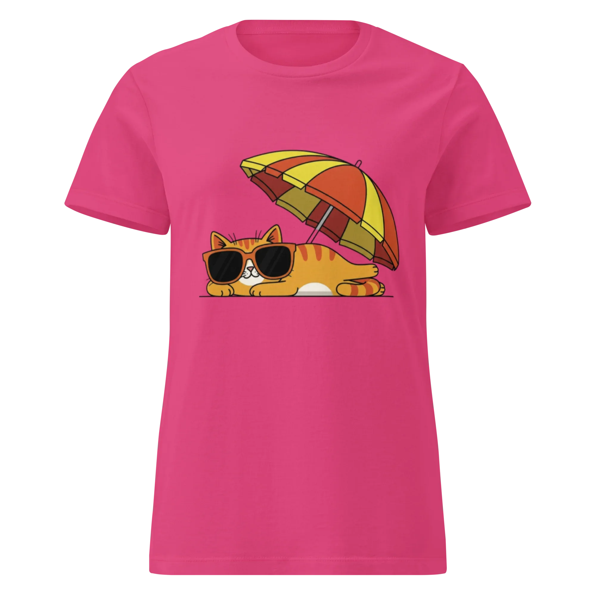 FUNNY SUMMER CAT women's t-shirt - Heliconia / S - Printoo Shop - 9640641_22177