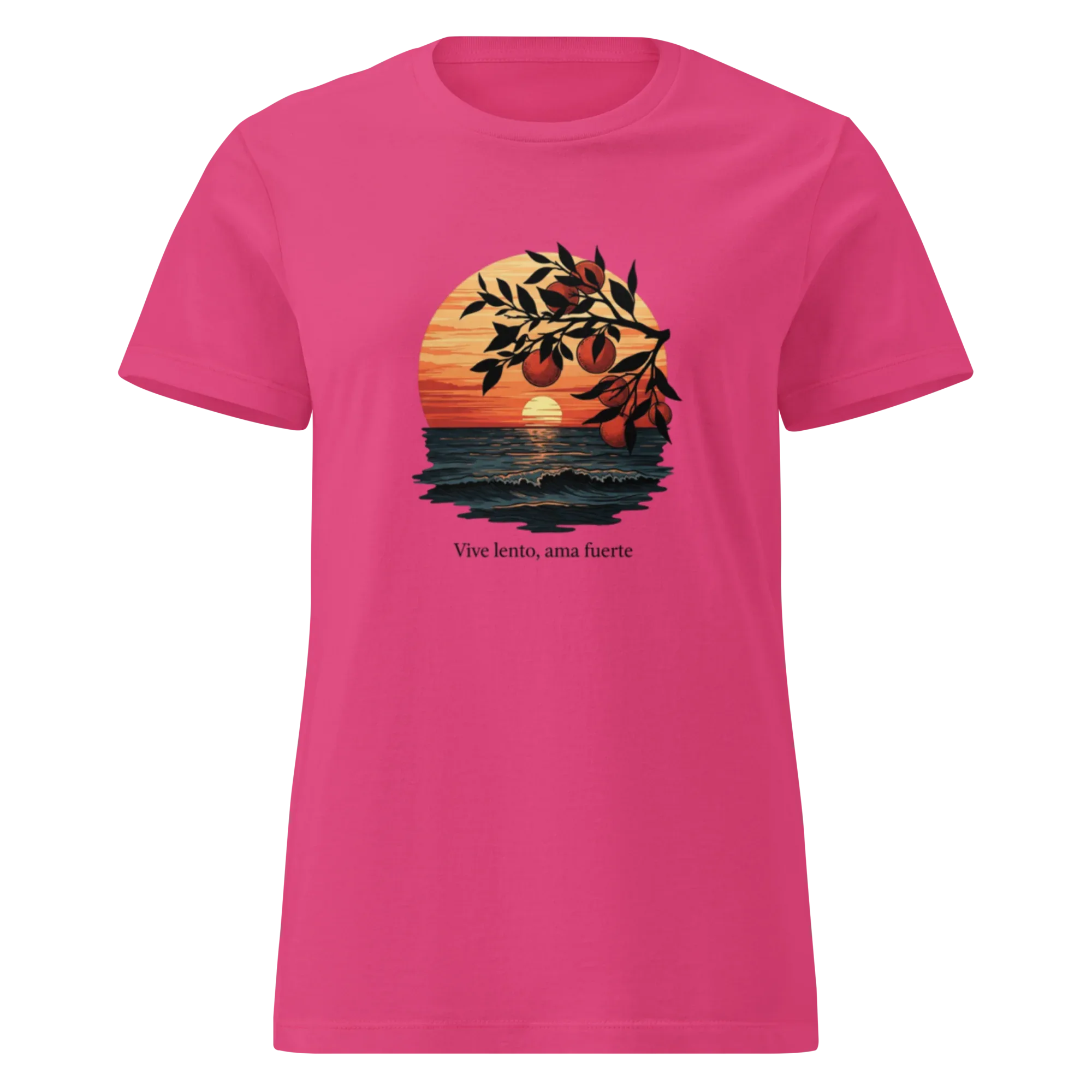 VIVE LENTO AMA FUERTE women's t-shirt - Heliconia / S - Printoo Shop - 1737814_22177