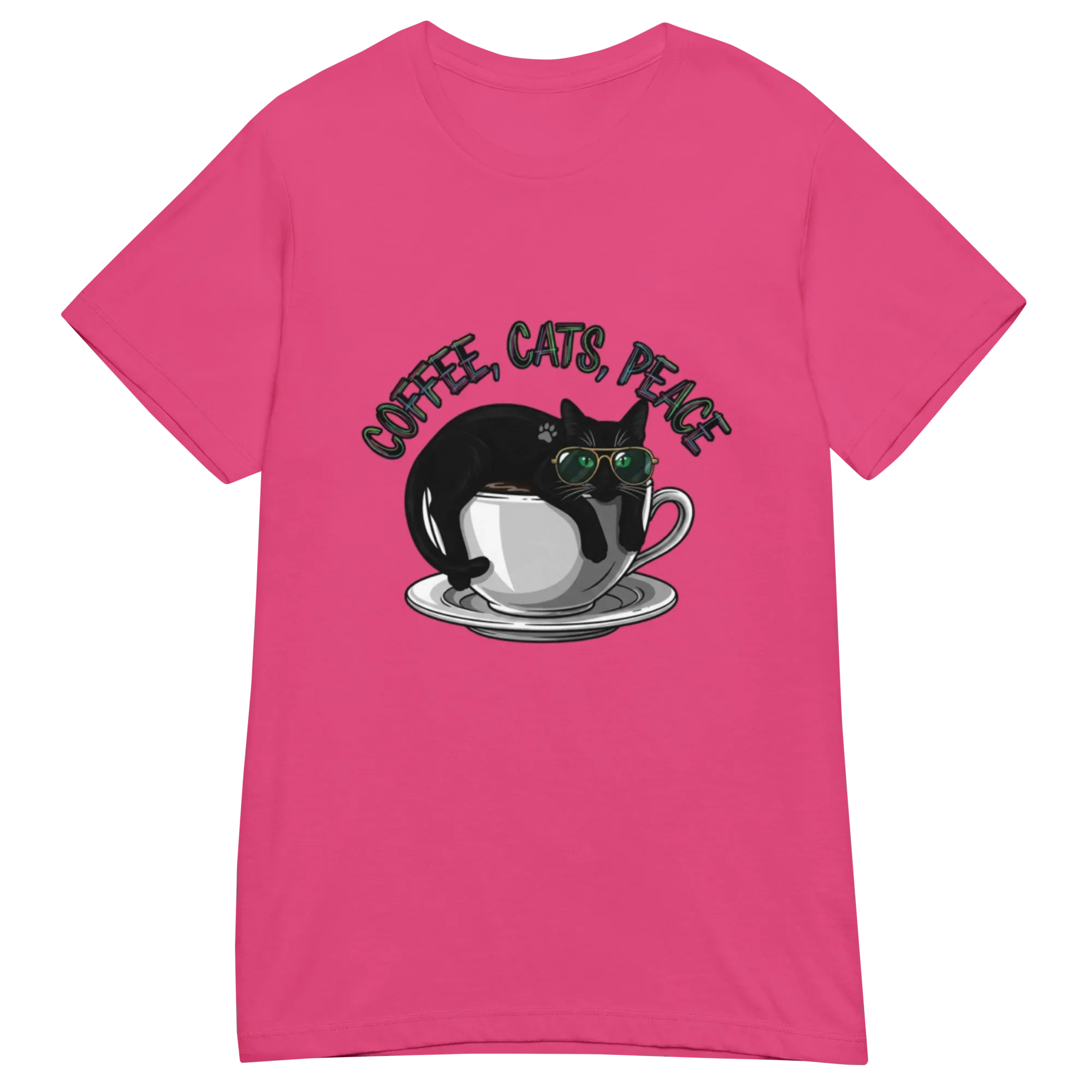 COFFEE CATS PEACE women’s t-shirt - Printoo Shop - - Cats t-shirt, t-shirt, unisex, Women's Basic Softstyle T-Shirt | Gildan 64000L