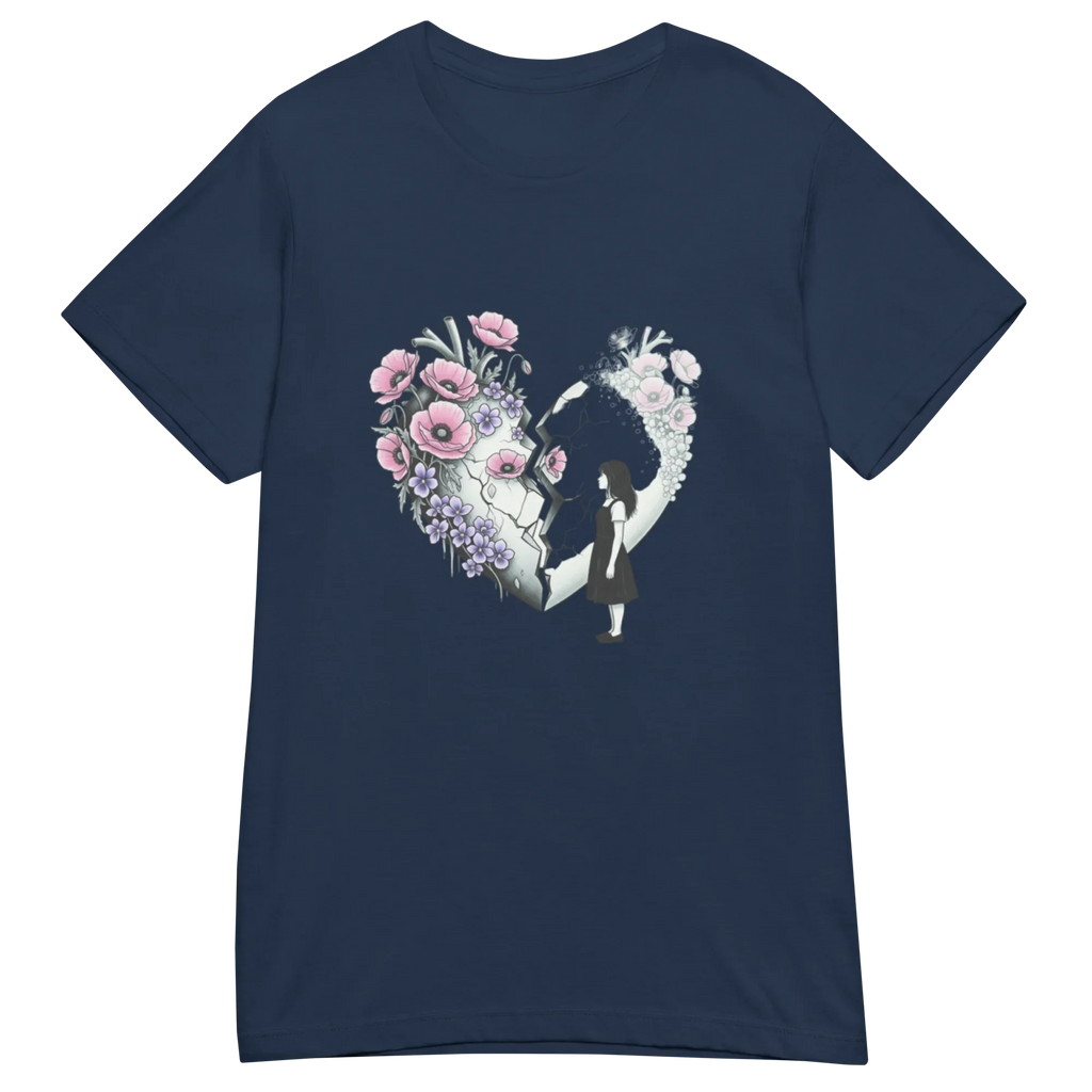 FLOWER HEART GIRL women’s t-shirt - Black / S - Printoo Shop - 3966053_22175