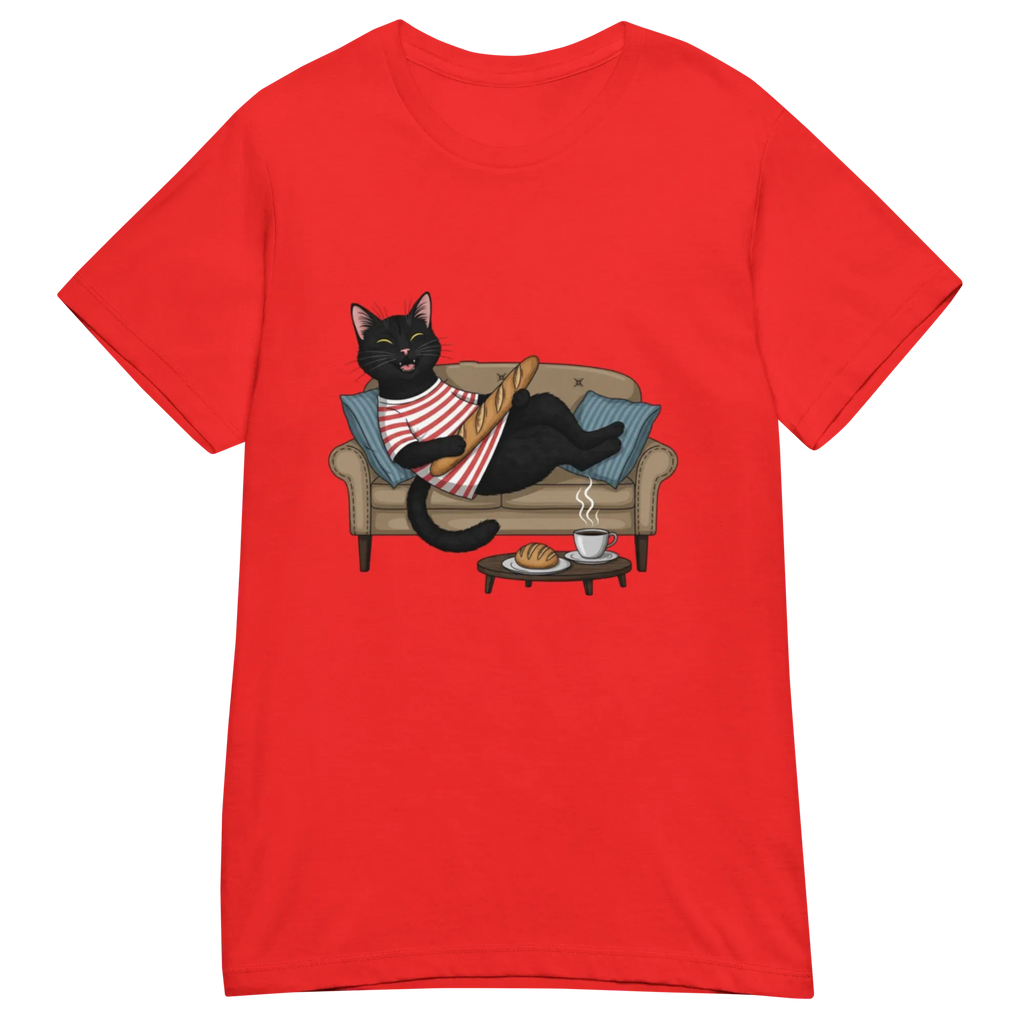 CAT WITH BAGUETTE ON women’s t-shirt - Red / S - Printoo Shop - 4308768_22182