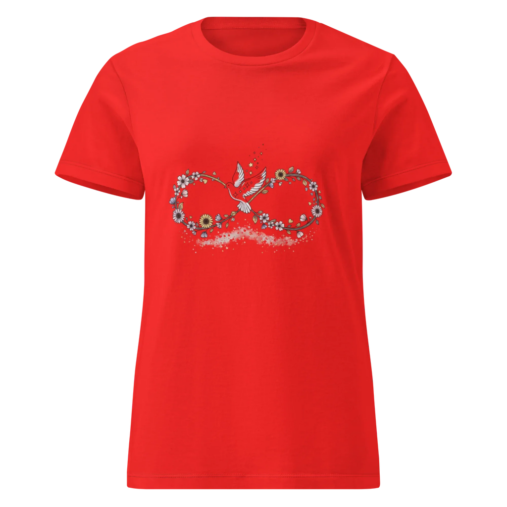 DOVE FLORAL SYMBOL women’s t-shirt - Red / S - Printoo Shop - 9945865_22182