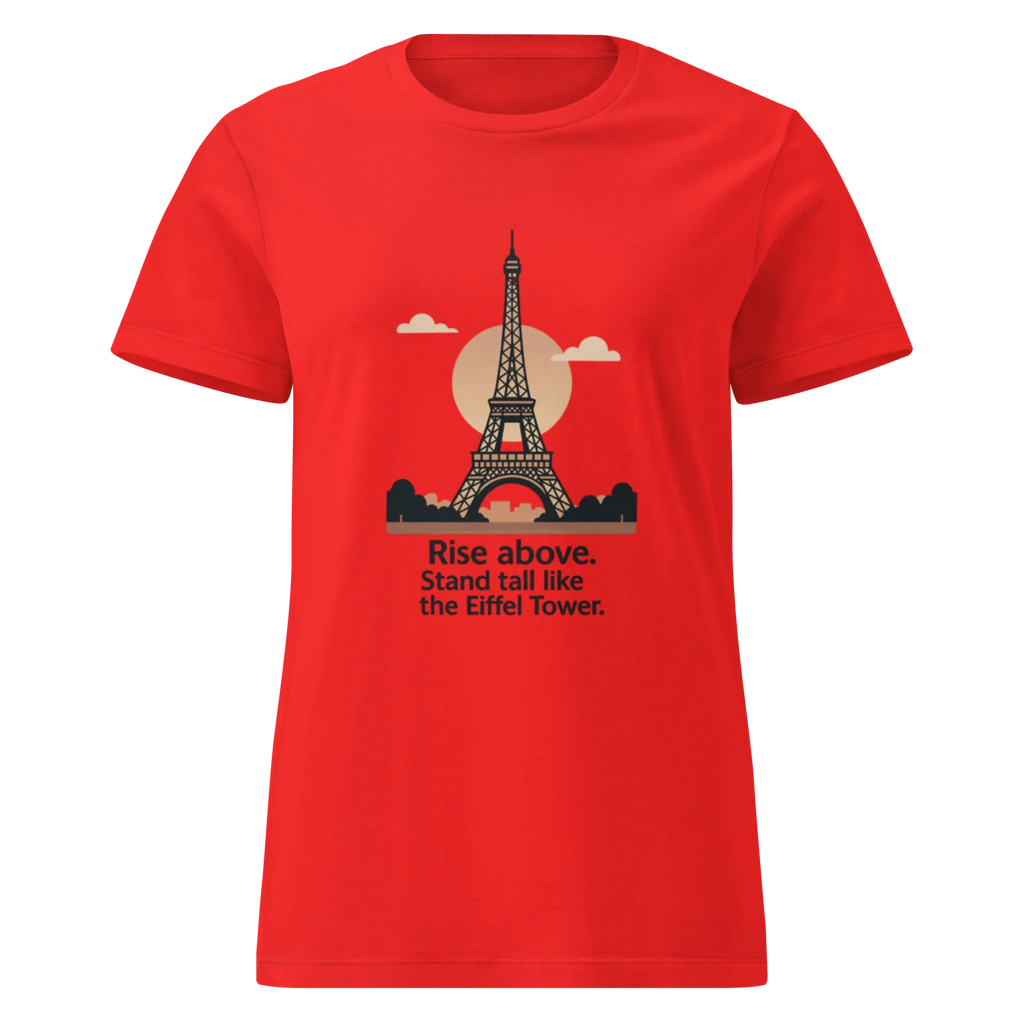 RISE ABOVE EIFFEL TOWER GRAPHIC women’s t-shirt - Red / S - Printoo Shop - 8092445_22182
