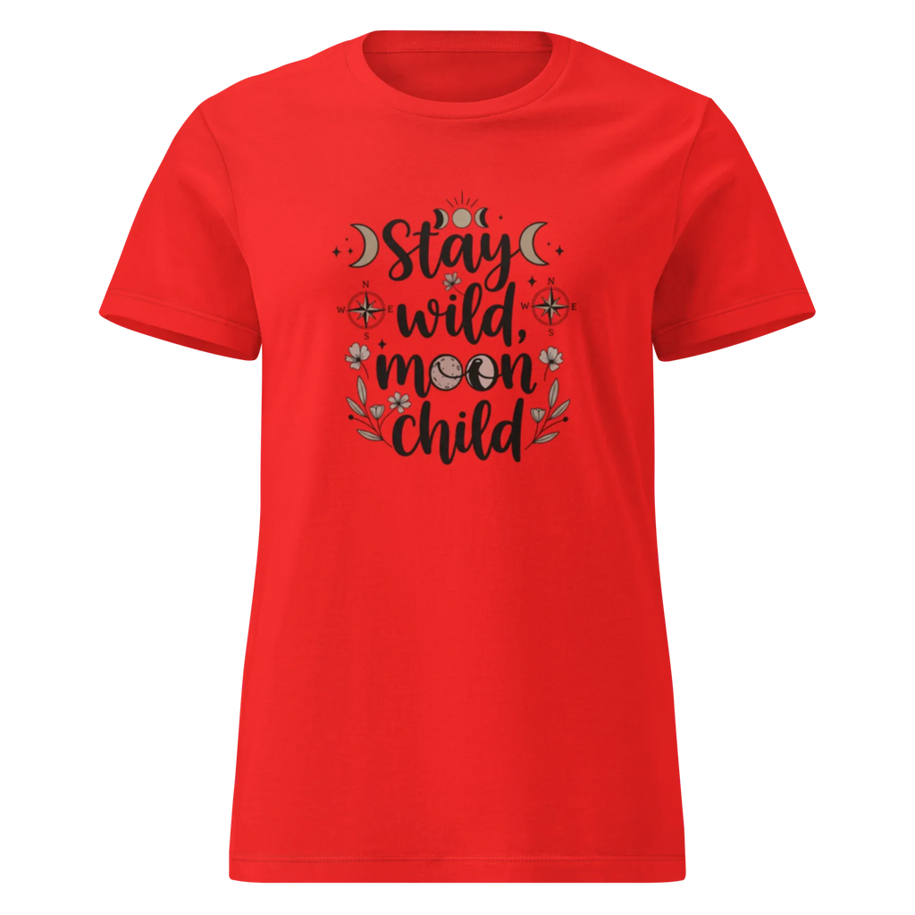 STAY WILD MOON CHILD women's t-shirt - Red / S - Printoo Shop - 2005728_22182