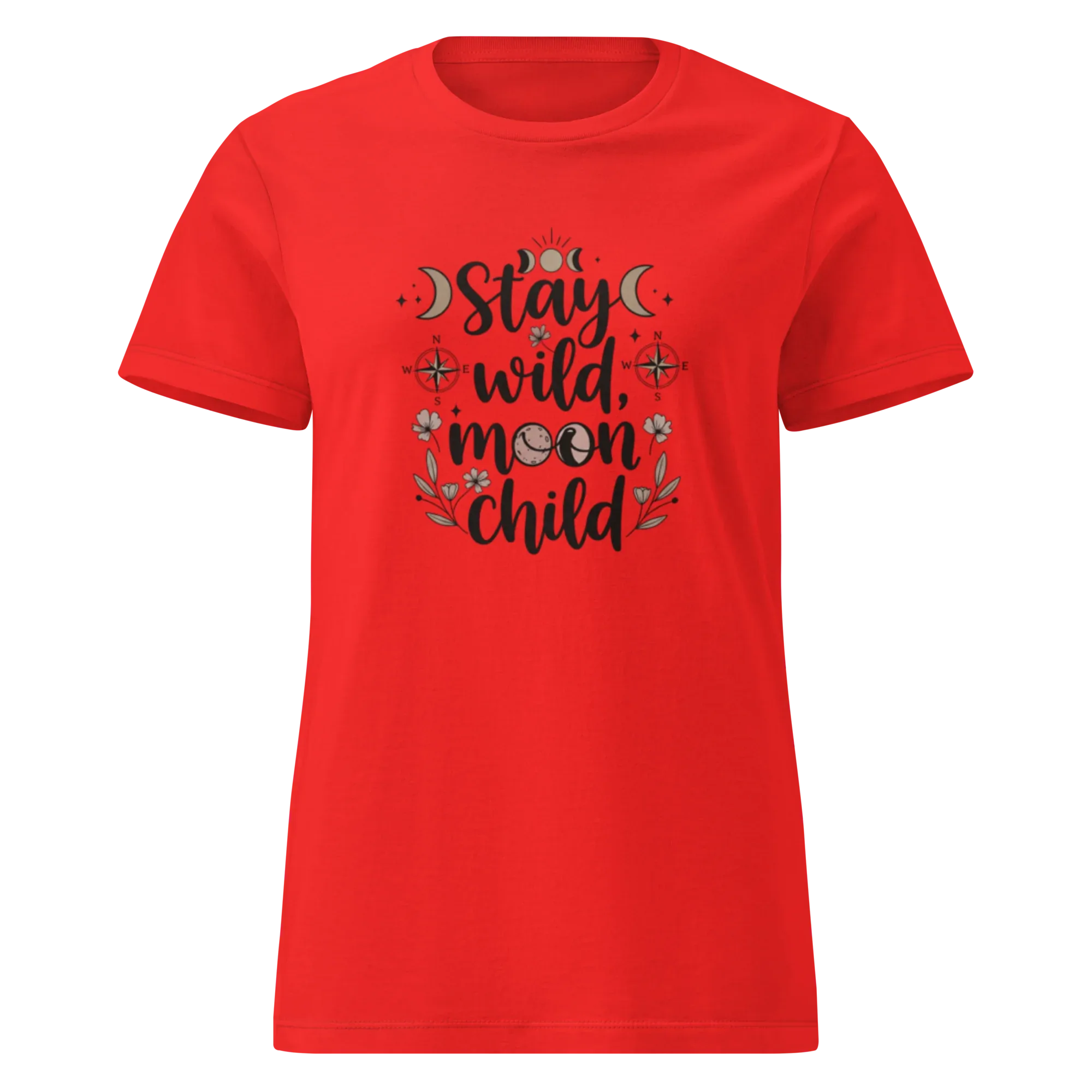 STAY WILD MOON CHILD women's t-shirt - Red / S - Printoo Shop - 2005728_22182
