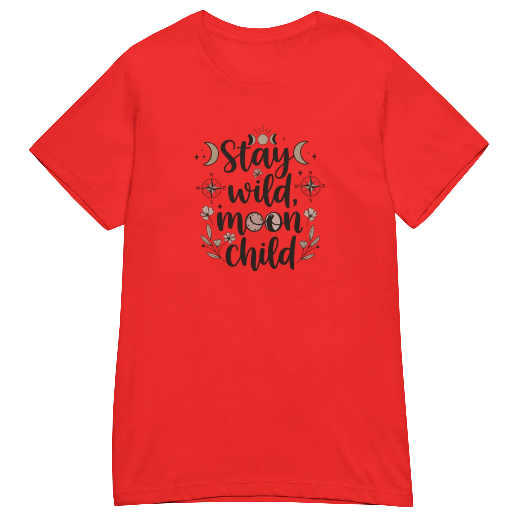 STAY WILD MOON CHILD women's t-shirt - Red / S - Printoo Shop - 2005728_22182
