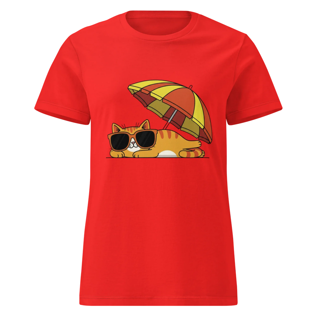 FUNNY SUMMER CAT women's t-shirt - Red / S - Printoo Shop - 9640641_22182
