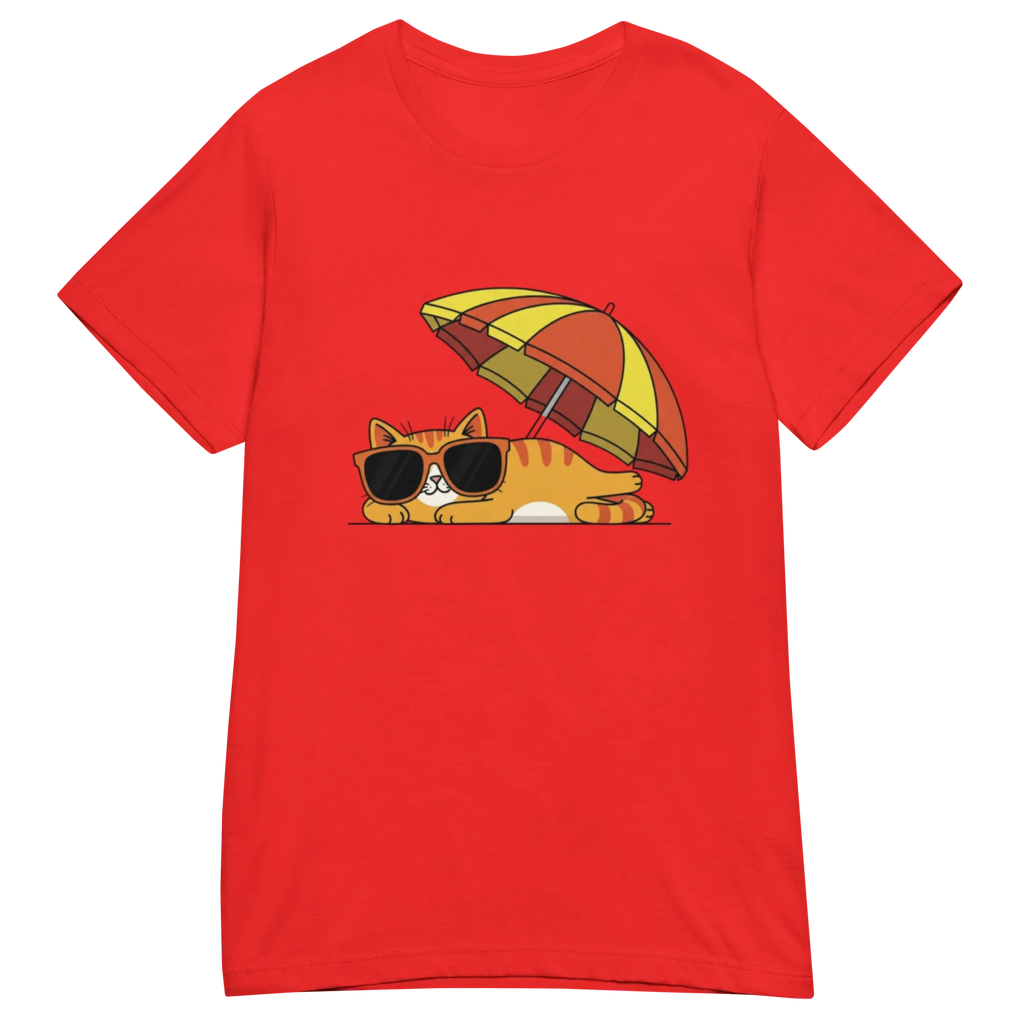 FUNNY SUMMER CAT women's t-shirt - Red / S - Printoo Shop - 9640641_22182