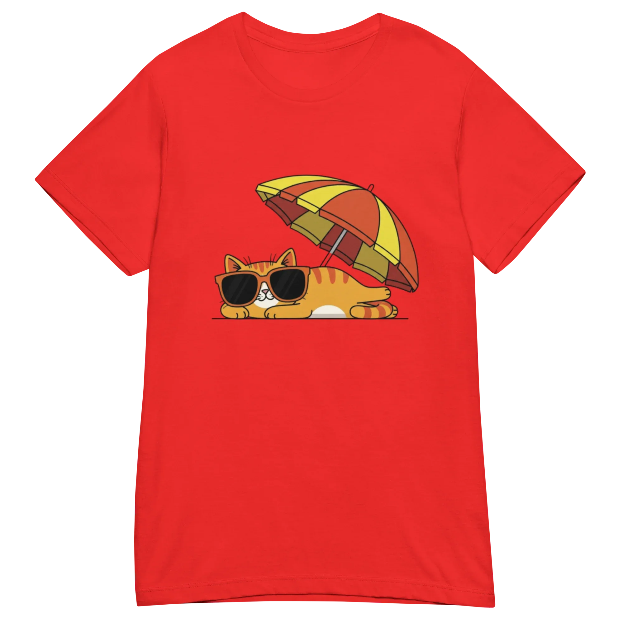 FUNNY SUMMER CAT women's t-shirt - Red / S - Printoo Shop - 9640641_22182